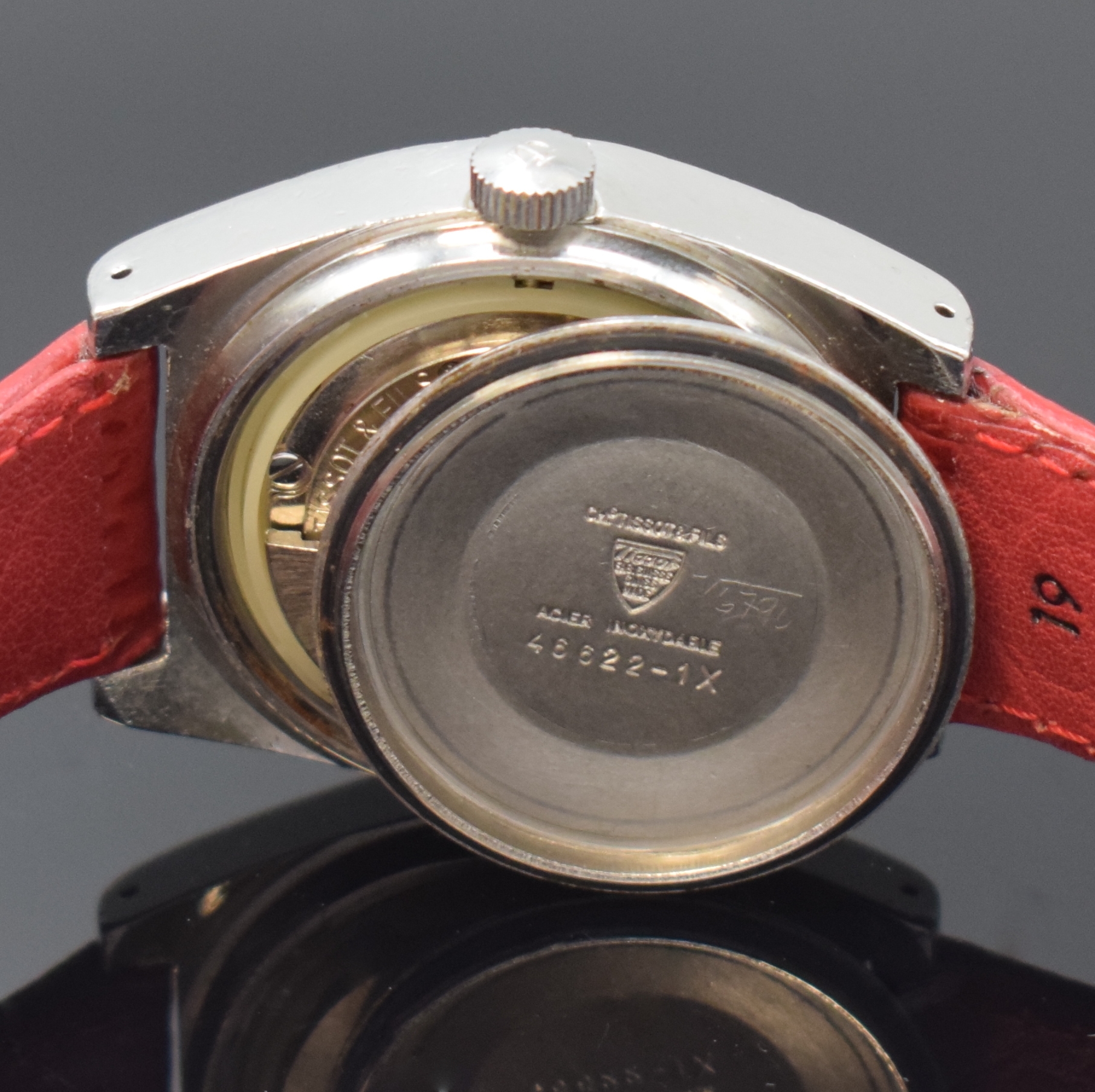 Detail f: TISSOT Herrenarmbanduhr PR 516 Referenz 4662-1X, Schweiz um 1970, Automatik, Edelstahlgeh., Boden verschr., Lünette m. 60er Teilung nicht drehb., ...