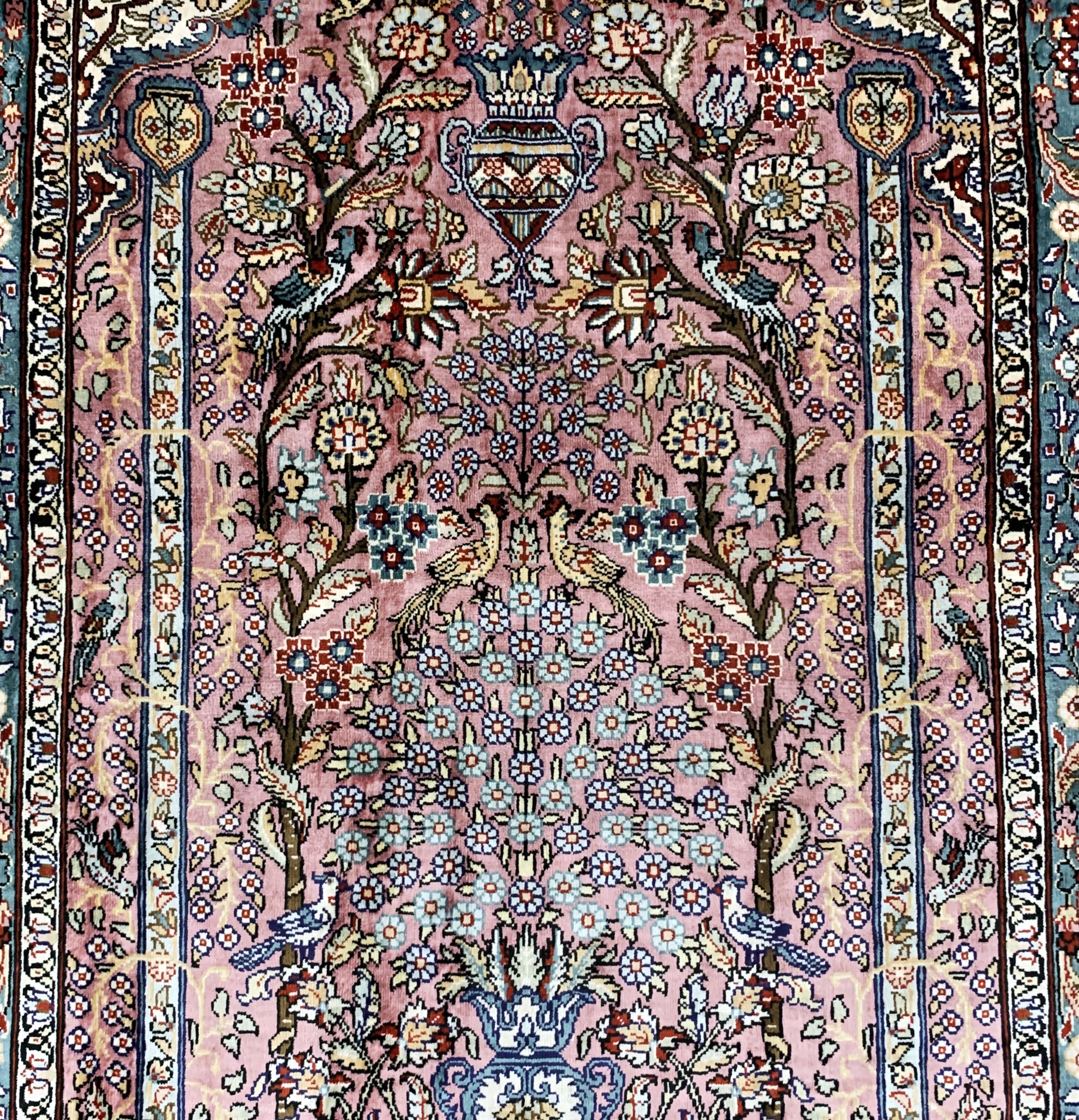 Detail b: China Seide fein, Ende 20.Jhd., Wolle auf Baumwolle, ca. 91 x 61 cm, ca. 1,0 Mio. Kn/qm,EHZ: 2