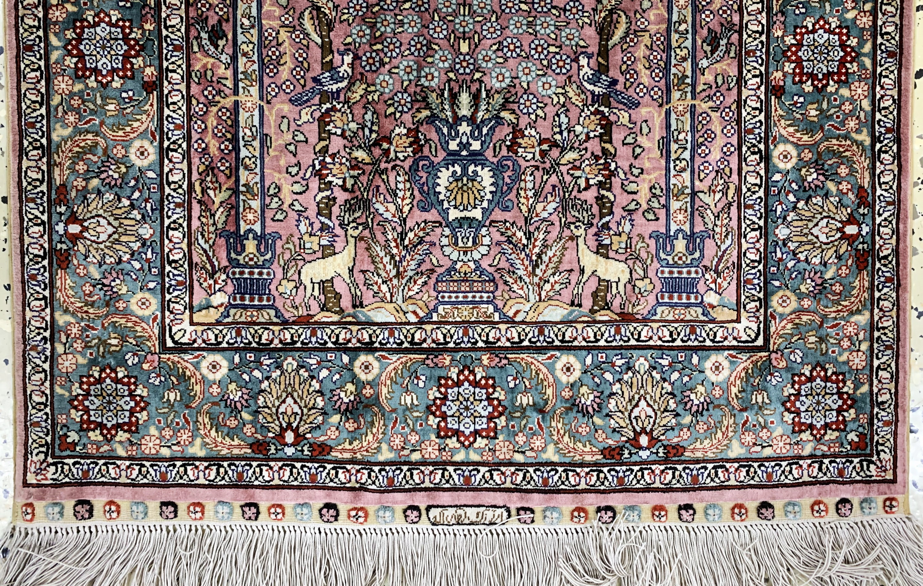 Detail c: China Seide fein, Ende 20.Jhd., Wolle auf Baumwolle, ca. 91 x 61 cm, ca. 1,0 Mio. Kn/qm,EHZ: 2