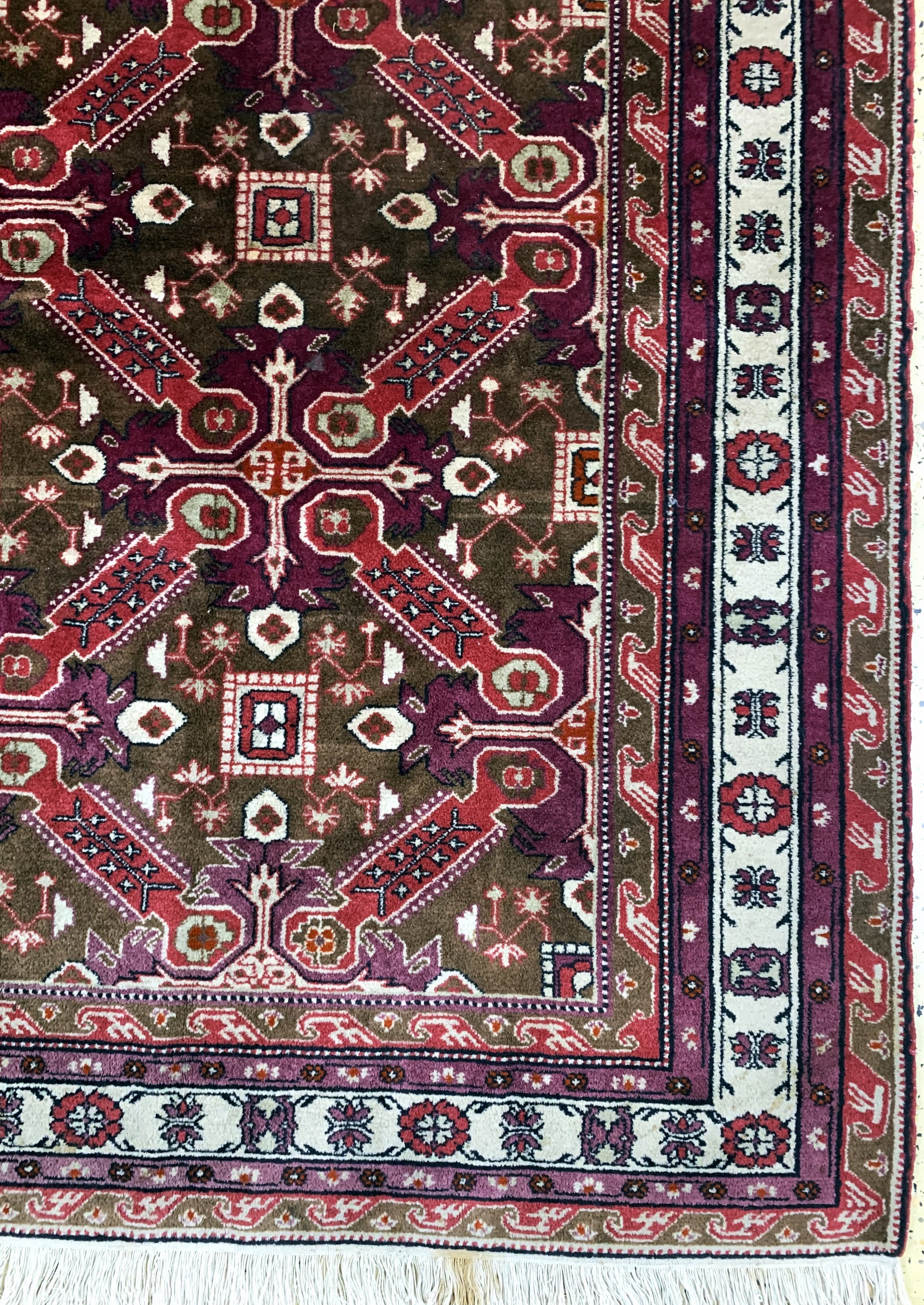Detail a: Schirwan, Rußland, Ende 20.Jhd, Wolle auf Baumwolle, ca. 293 x 190 cm, Reinigungsbedürftig, EHZ: 2