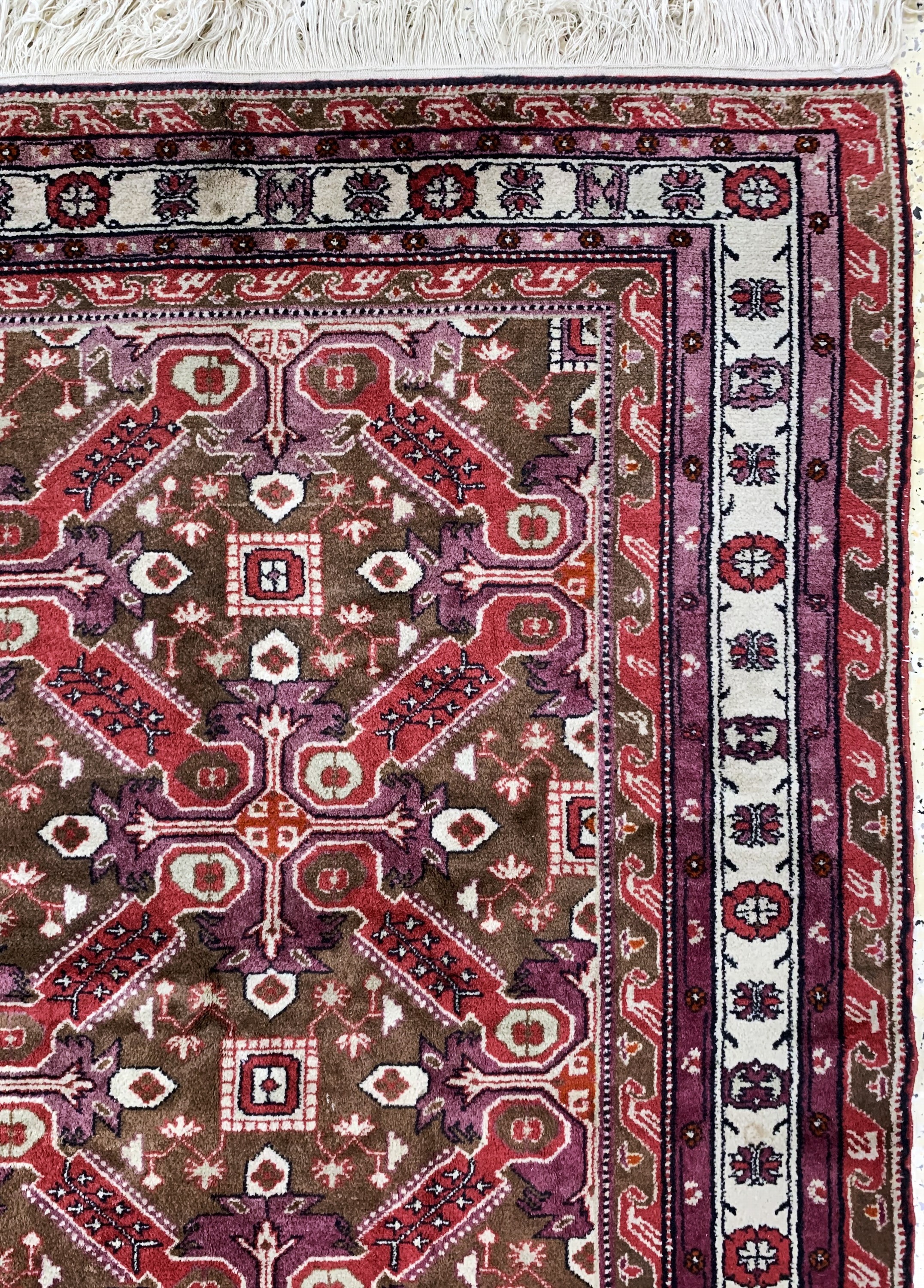 Detail e: Schirwan, Rußland, Ende 20.Jhd, Wolle auf Baumwolle, ca. 293 x 190 cm, Reinigungsbedürftig, EHZ: 2