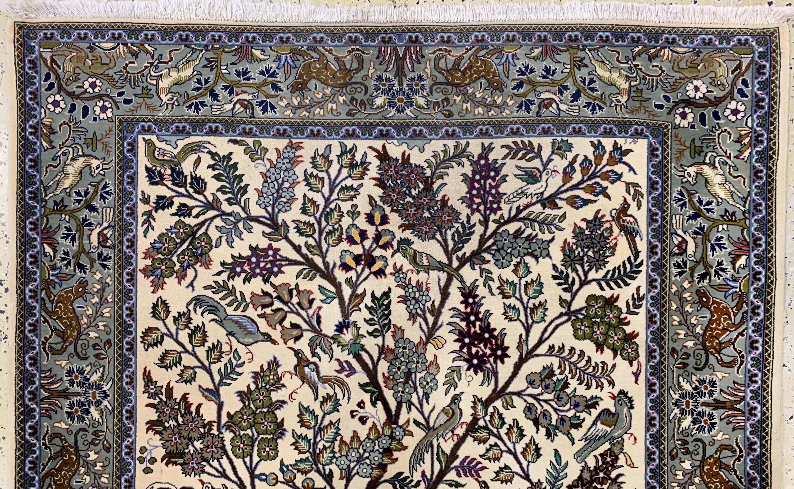 Detail d: Keschan Kork fein, Persien, Mitte 20.Jhd, Korkwolle auf Baumwolle, ca. 198 x 139 cm, EHZ: 2