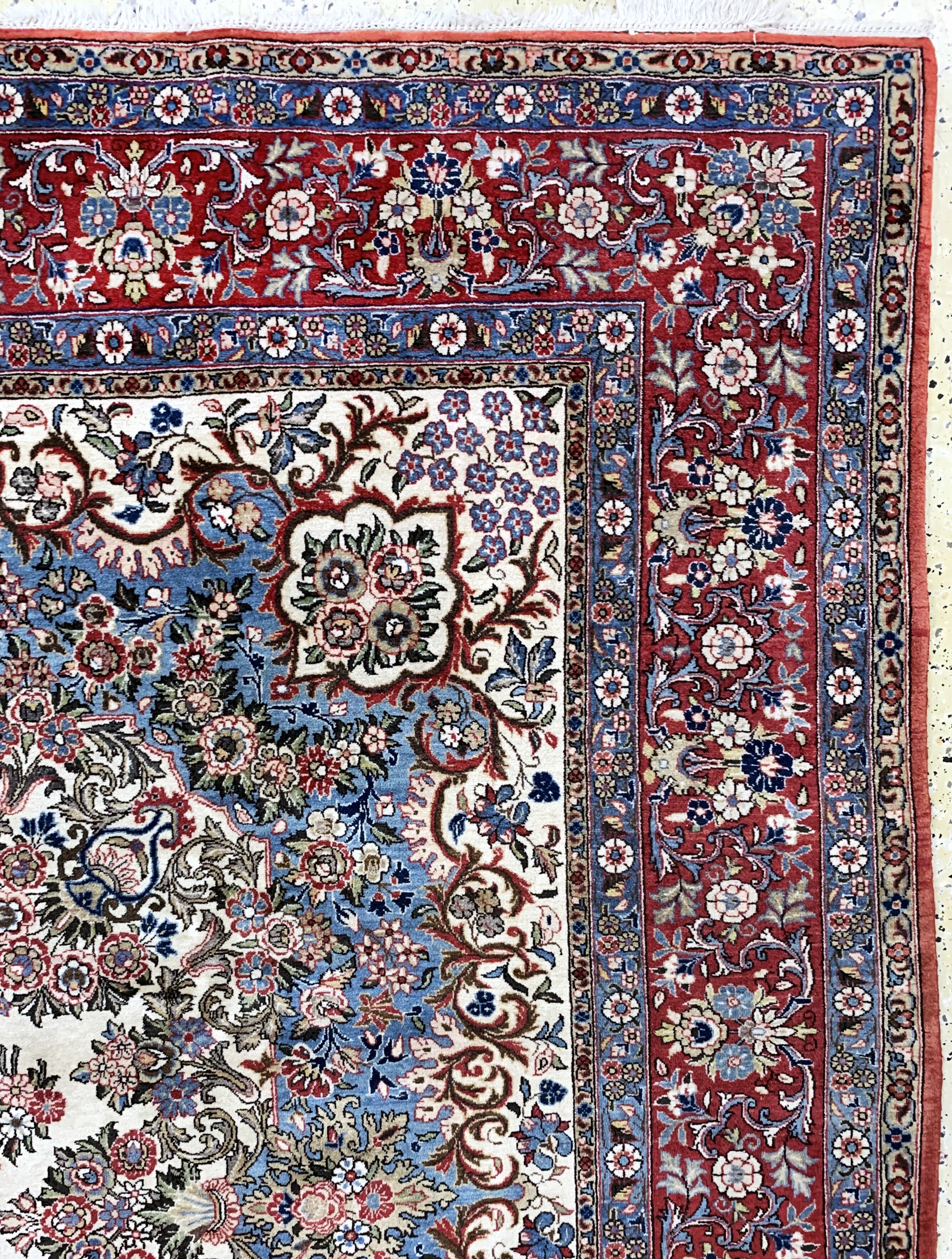 Detail e: Ghom Kork alt, Persien, Mitte 20.Jhd, Korkwolle auf Baumwolle, ca. 383 x 263 cm, EHZ: 2