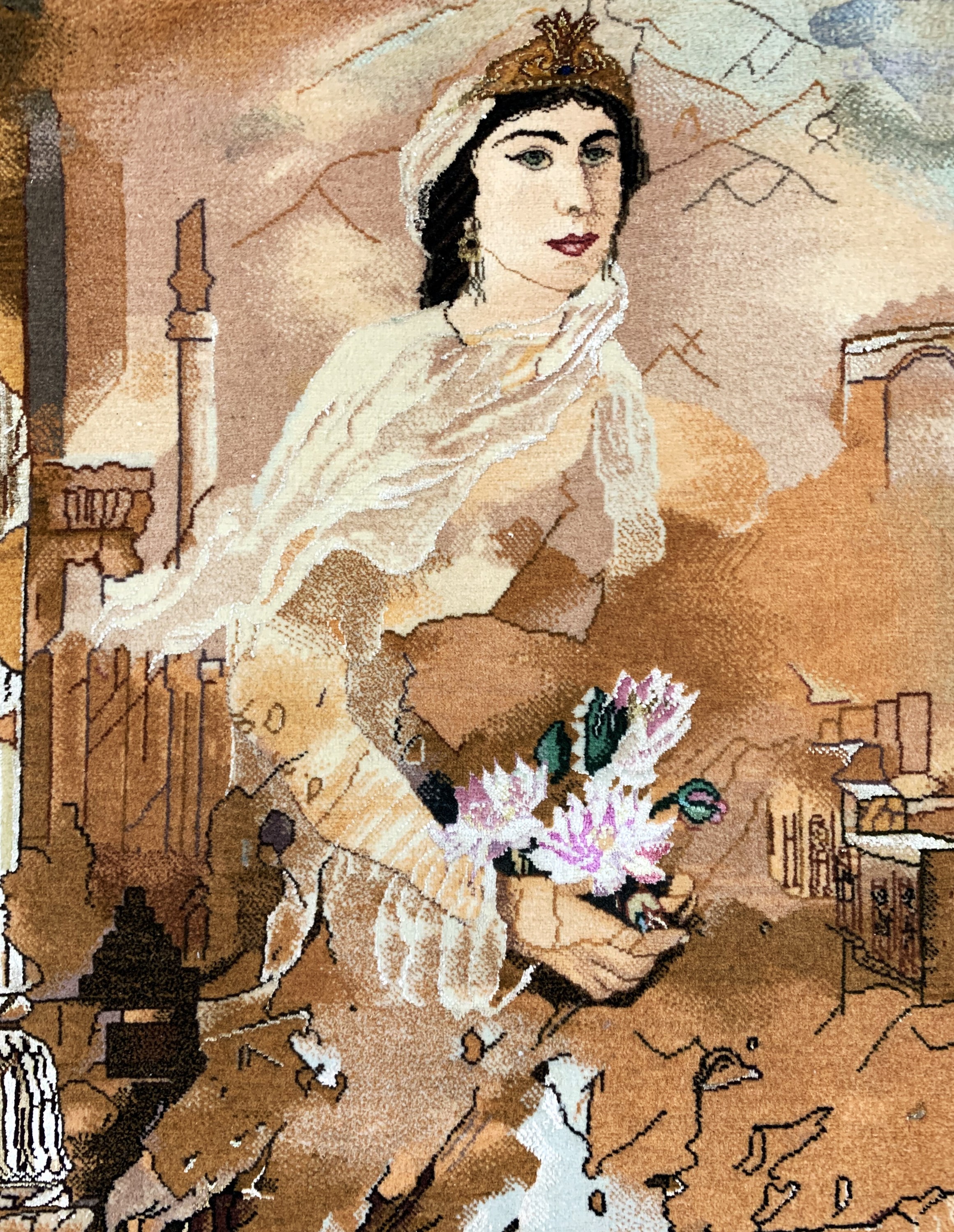 Detail b: Täbriz fein(50 Raj), Persien, Ende 20.Jhd, Korkwolle mit und auf Seide, ca. 86 x 60 cm, ca. 500.000 Kn/qm, EHZ: 2