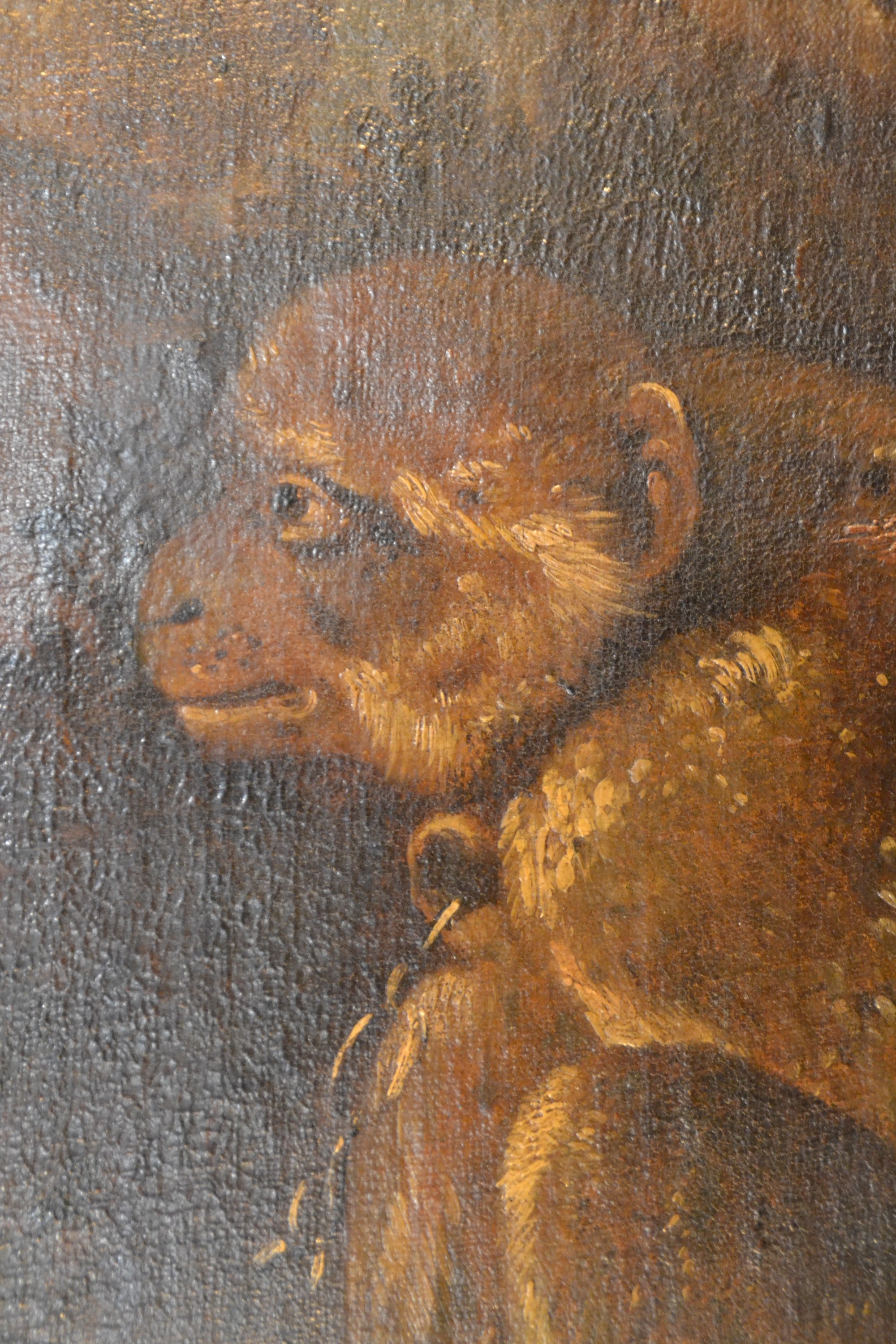 Detail a: Zuschreibung: Francesco Londonio, 1723-1783 Mailand, drei Affen, Öl/Lwd, unsigniert, ca. 62x40cm, R. ca. 78x55cm