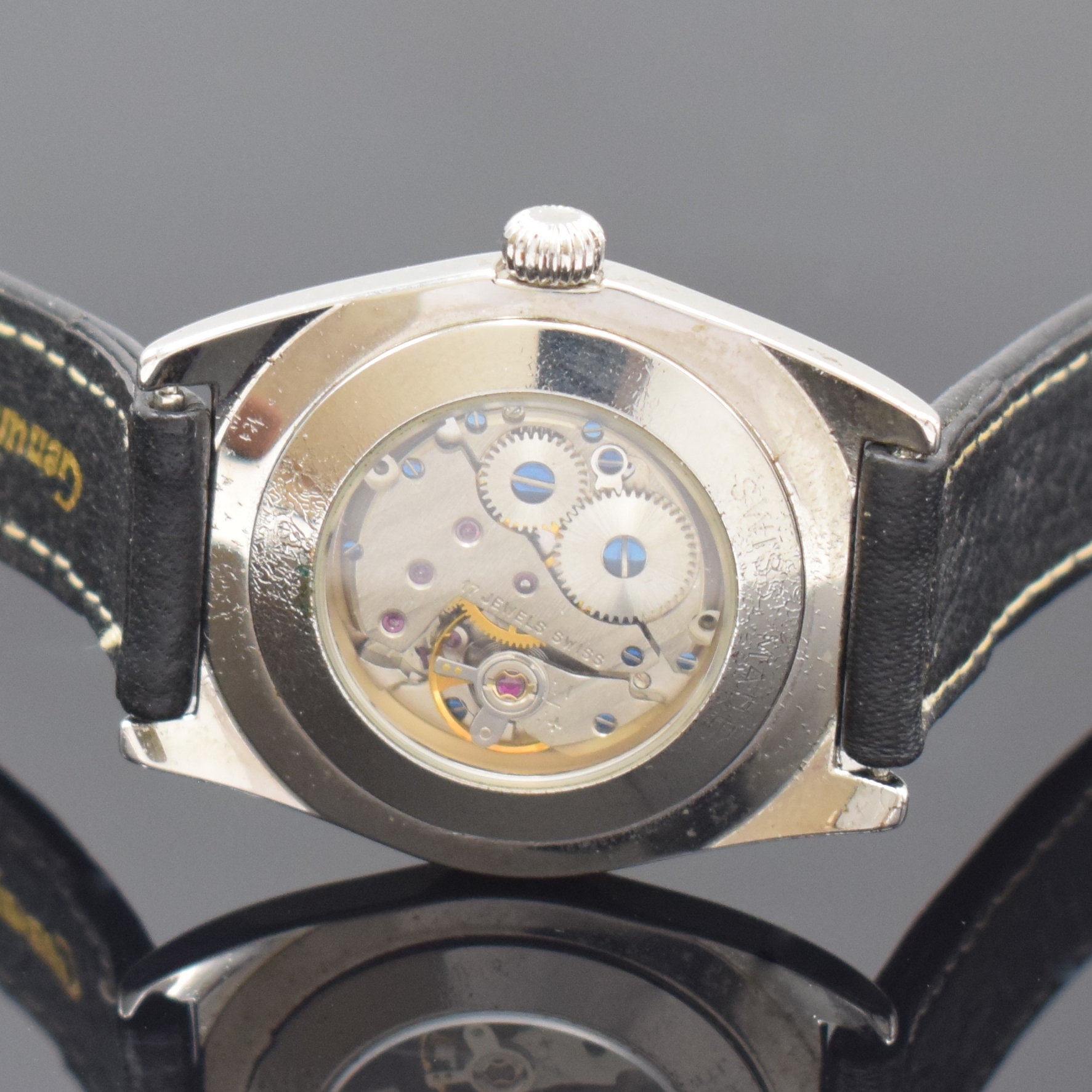 Detail f: Set 2 MARCELLO C Herrenarmbanduhren, beide Handaufzug und beidseitig vergl., Schweiz um 1995, 1 x Edelstahl, sog. Doctors-Watch m. aus der Mitte gez. ...