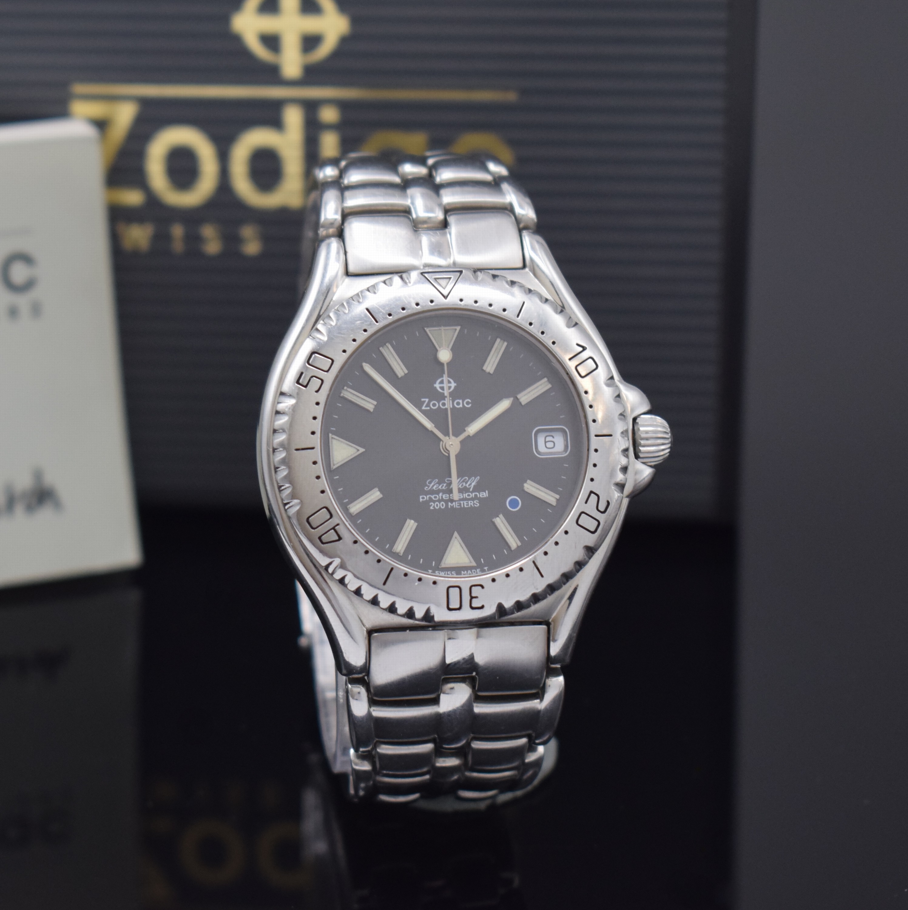 Detail b: ZODIAC Herrenarmbanduhr Sea Wolf Referenz 506.50.40, quarz, Schweiz 1990er Jahre, Edelstahlgeh. inkl. Gliederband m. Faltschl. und ...