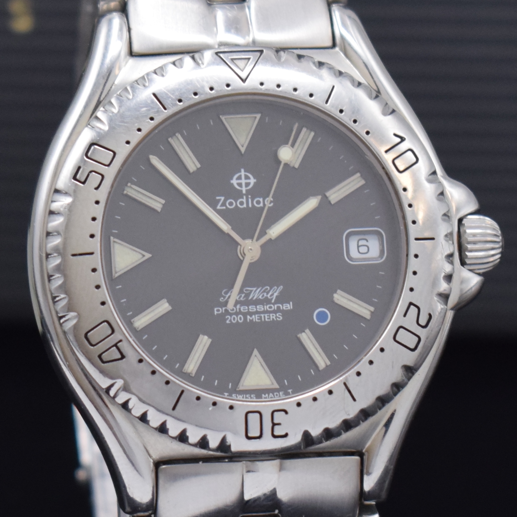 Detail c: ZODIAC Herrenarmbanduhr Sea Wolf Referenz 506.50.40, quarz, Schweiz 1990er Jahre, Edelstahlgeh. inkl. Gliederband m. Faltschl. und ...