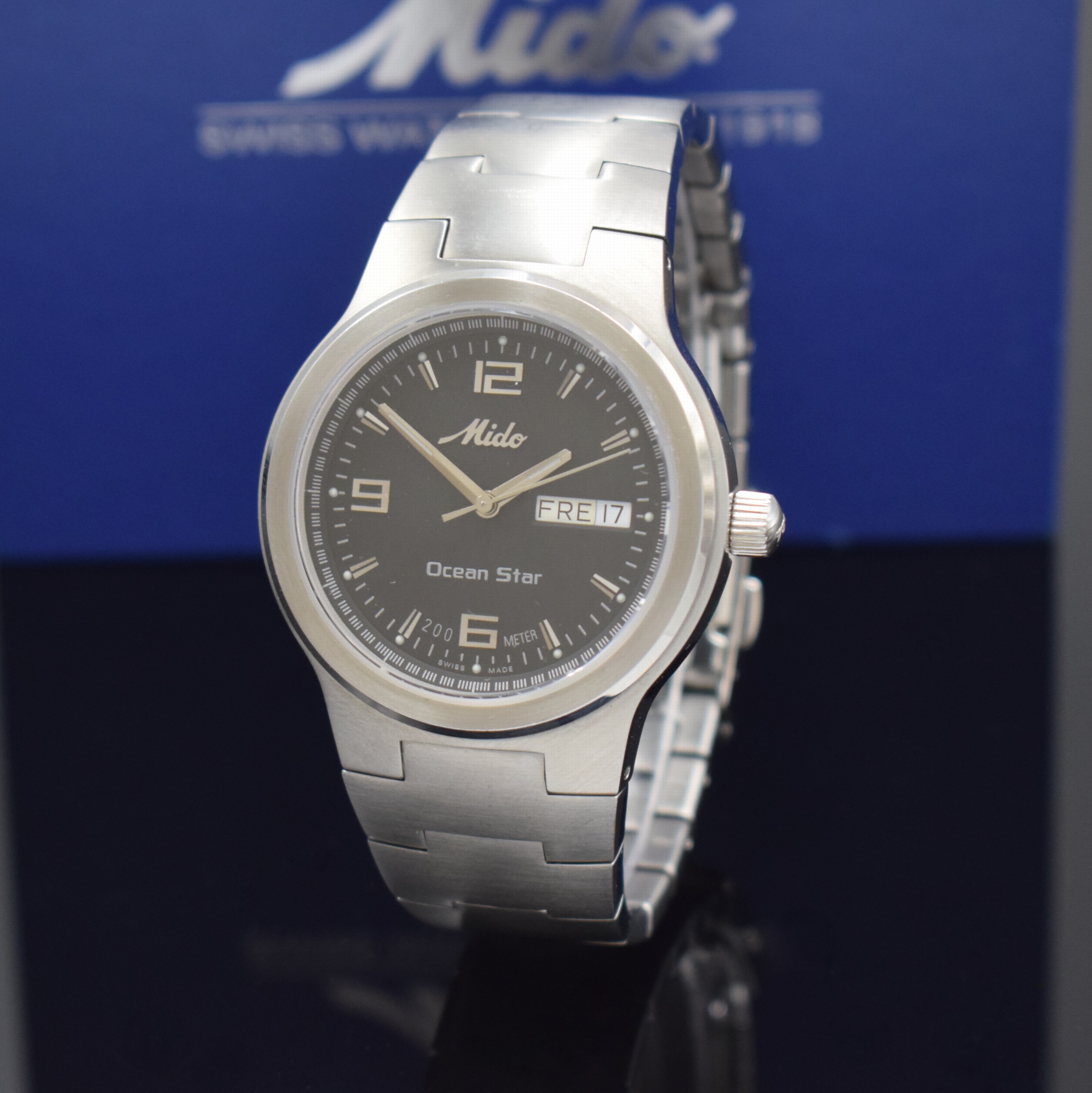 MIDO Herrenarmbanduhr Ocean Star Sport Referenz 8520, Automatik, Schweiz um 2010, Edelstahlgeh. inkl. Gliederband m. Faltschl., beids. vergl., Boden ...