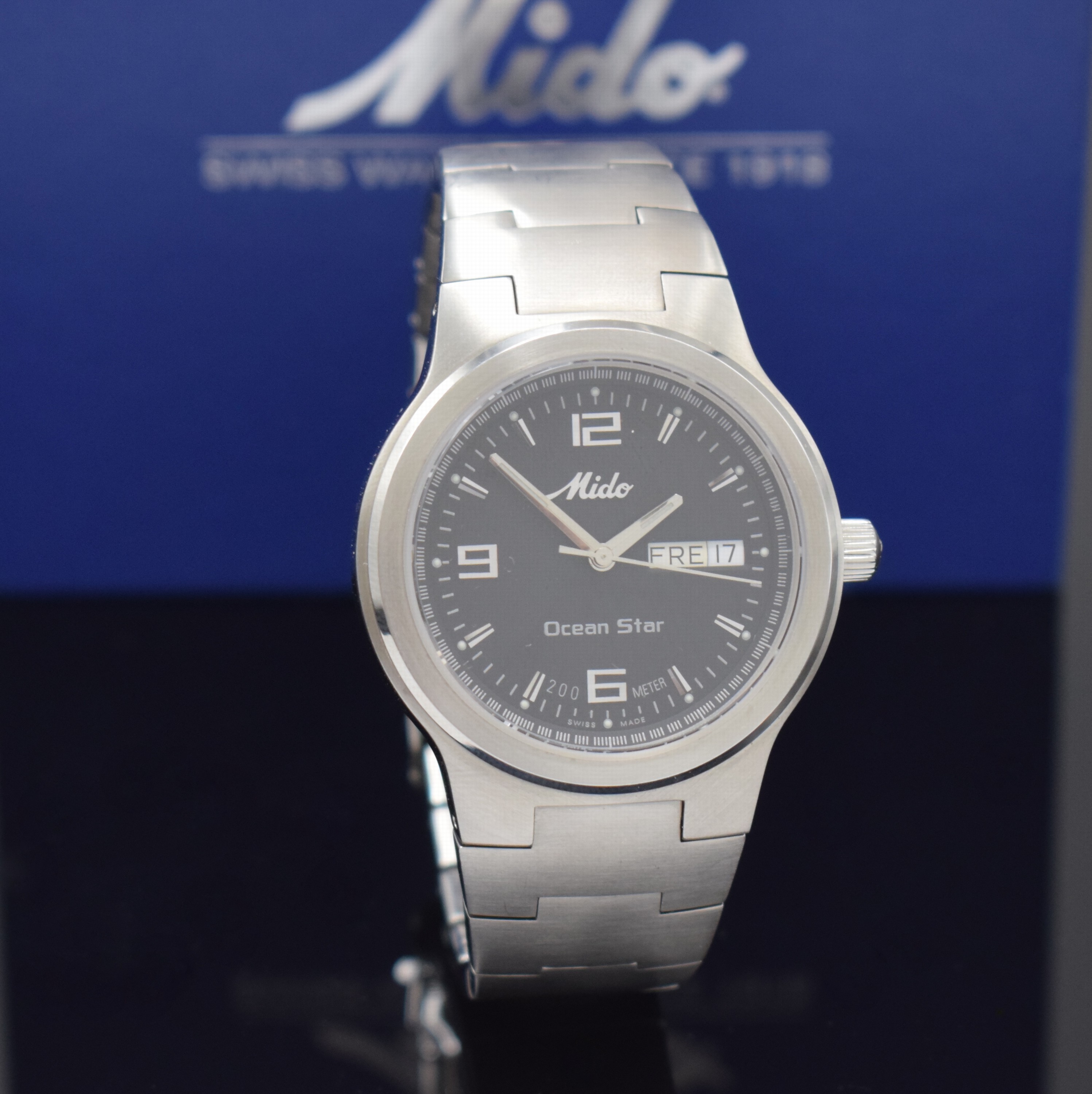 Detail b: MIDO Herrenarmbanduhr Ocean Star Sport Referenz 8520, Automatik, Schweiz um 2010, Edelstahlgeh. inkl. Gliederband m. Faltschl., beids. vergl., Boden ...