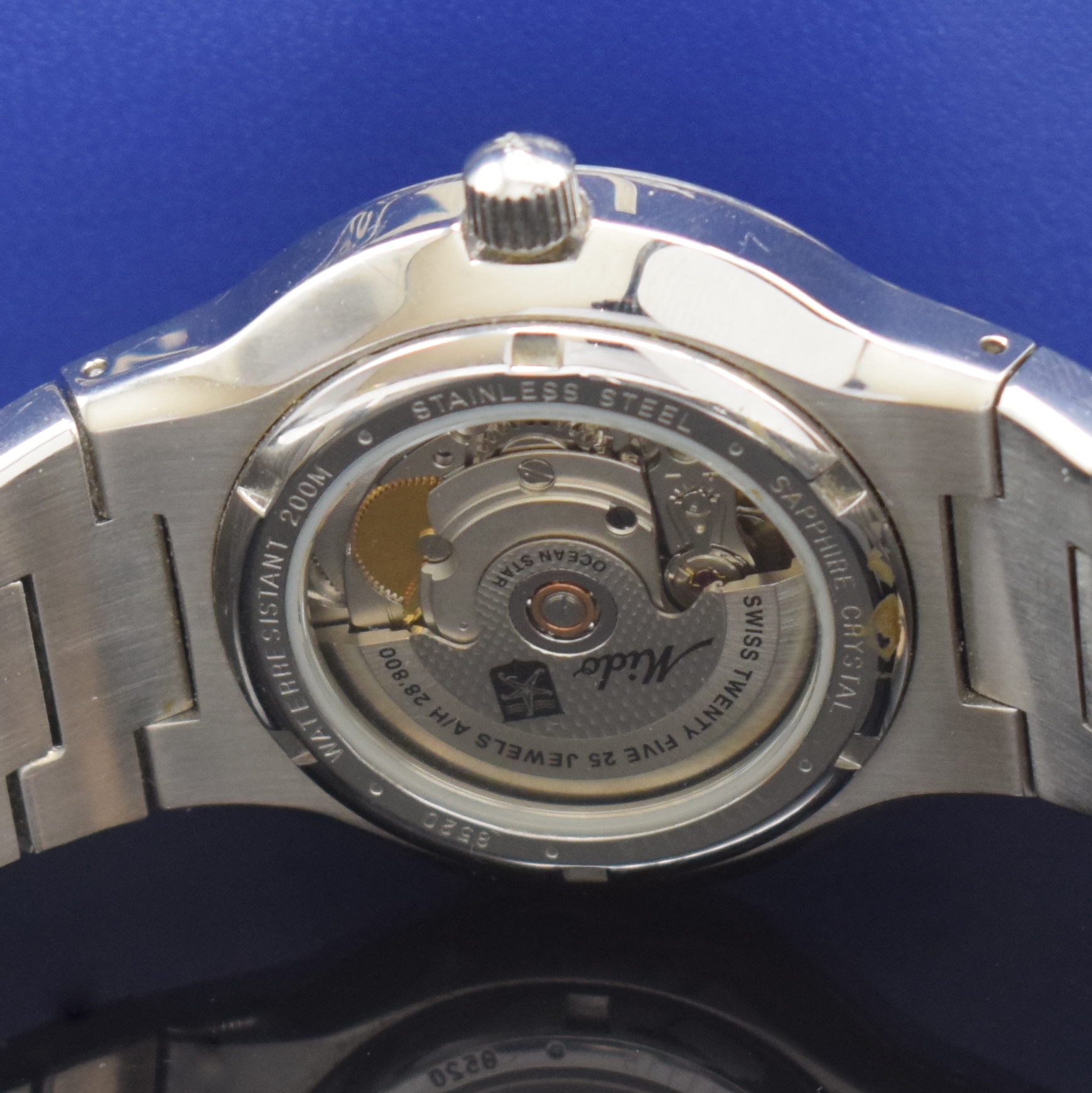 Detail f: MIDO Herrenarmbanduhr Ocean Star Sport Referenz 8520, Automatik, Schweiz um 2010, Edelstahlgeh. inkl. Gliederband m. Faltschl., beids. vergl., Boden ...