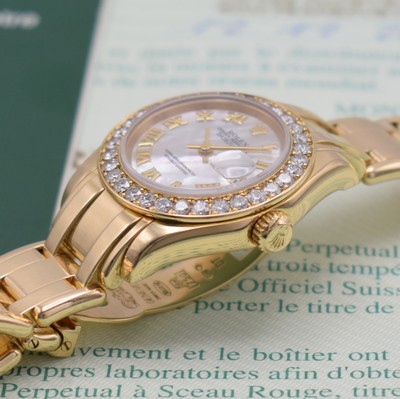 26904436d - ROLEX Damenarmbanduhr Oyster Perpetual Datejust Pearlmaster in GG 750/000 Referenz 80298, ...