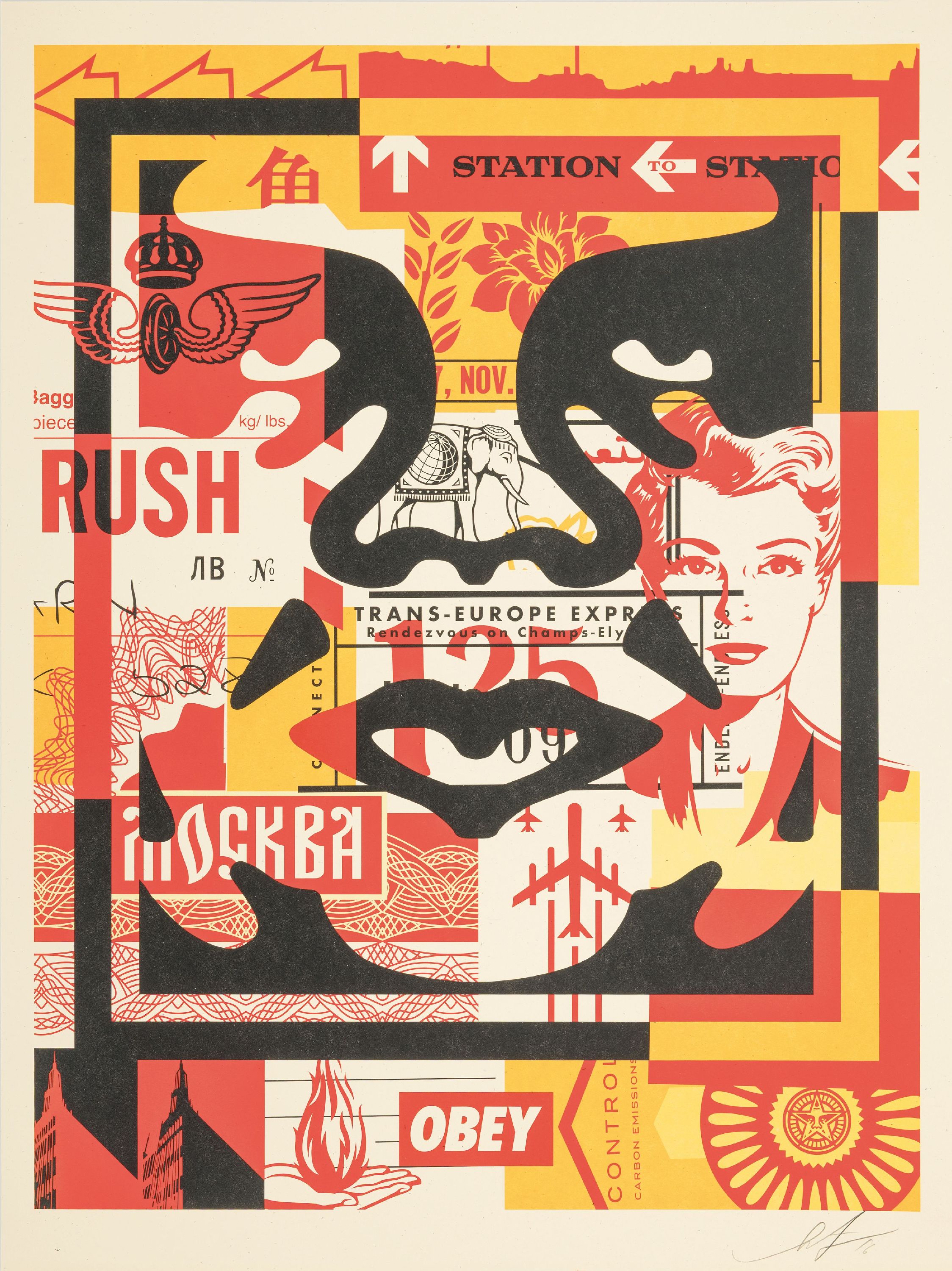 Detail b: Shepard Fairey, geb. 1970, Triptique, drei Farblithographien, alle handsigniert und dat. 16, ca. 61x45.5cm