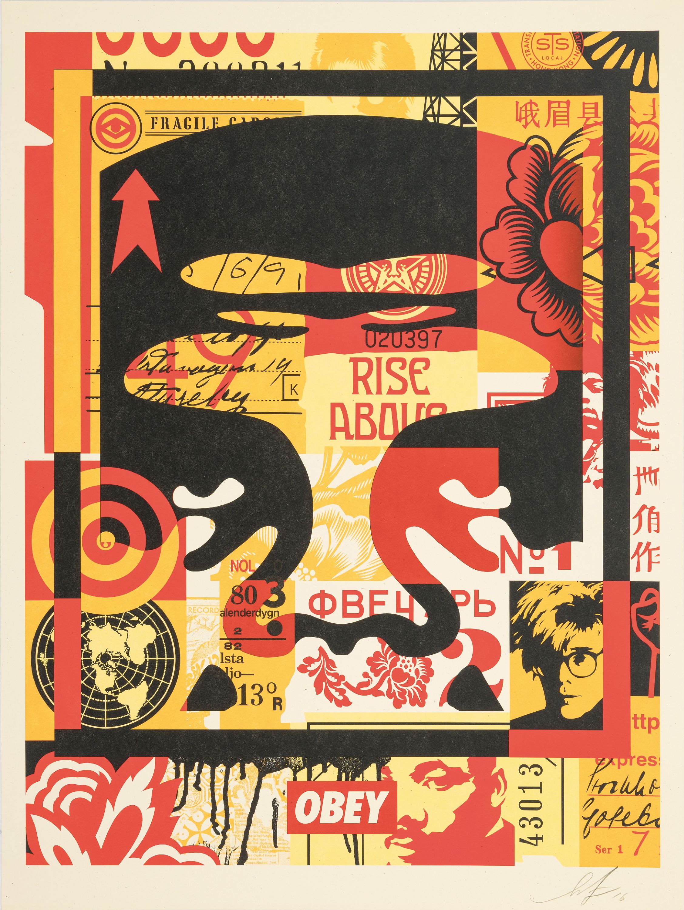 Detail k: Shepard Fairey, geb. 1970, Triptique, drei Farblithographien, alle handsigniert und dat. 16, ca. 61x45.5cm