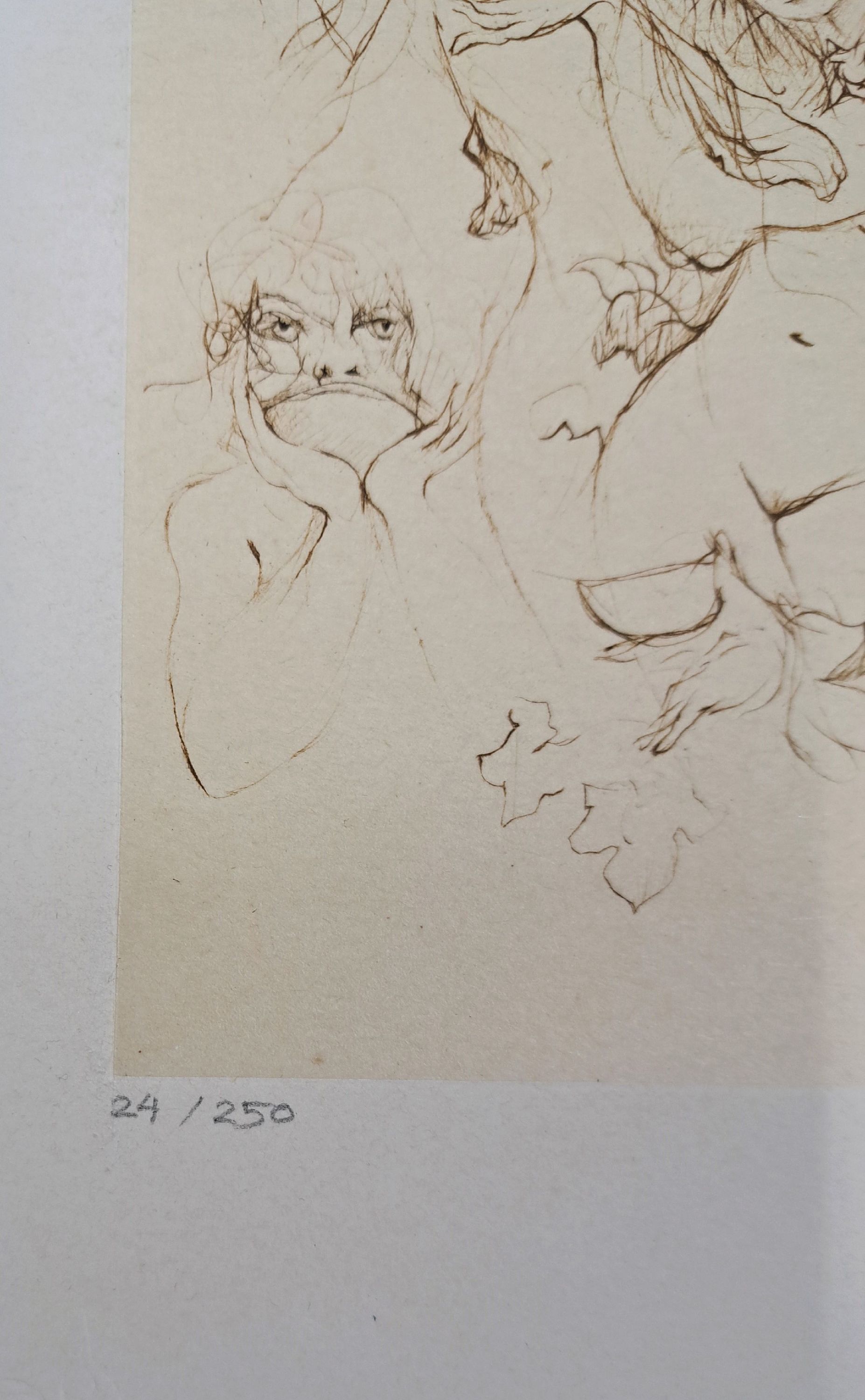 Detail l: Leonor Fini, 1908 Buenos Aires-1996 Paris, Orpheus, Radierung, handsigniert und num. 24/250, ca. 34x26cm, leichter Lichtrand