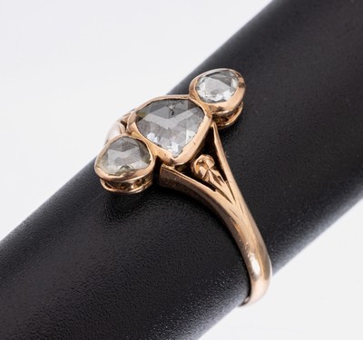 Image 14 kt Gold Diamant-Ring, RG 585/000, 3 Diamant-Rosen zus. ca. 0.90 ct Weiß/p2-3, ...