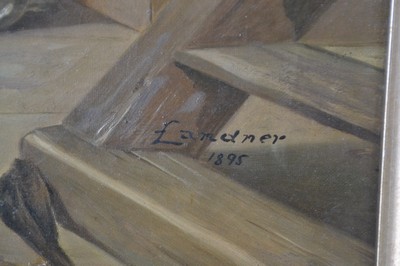 26904679a - Landner, Genremaler, datiert 1895, Jäger im Gespräch in der Stube, ...