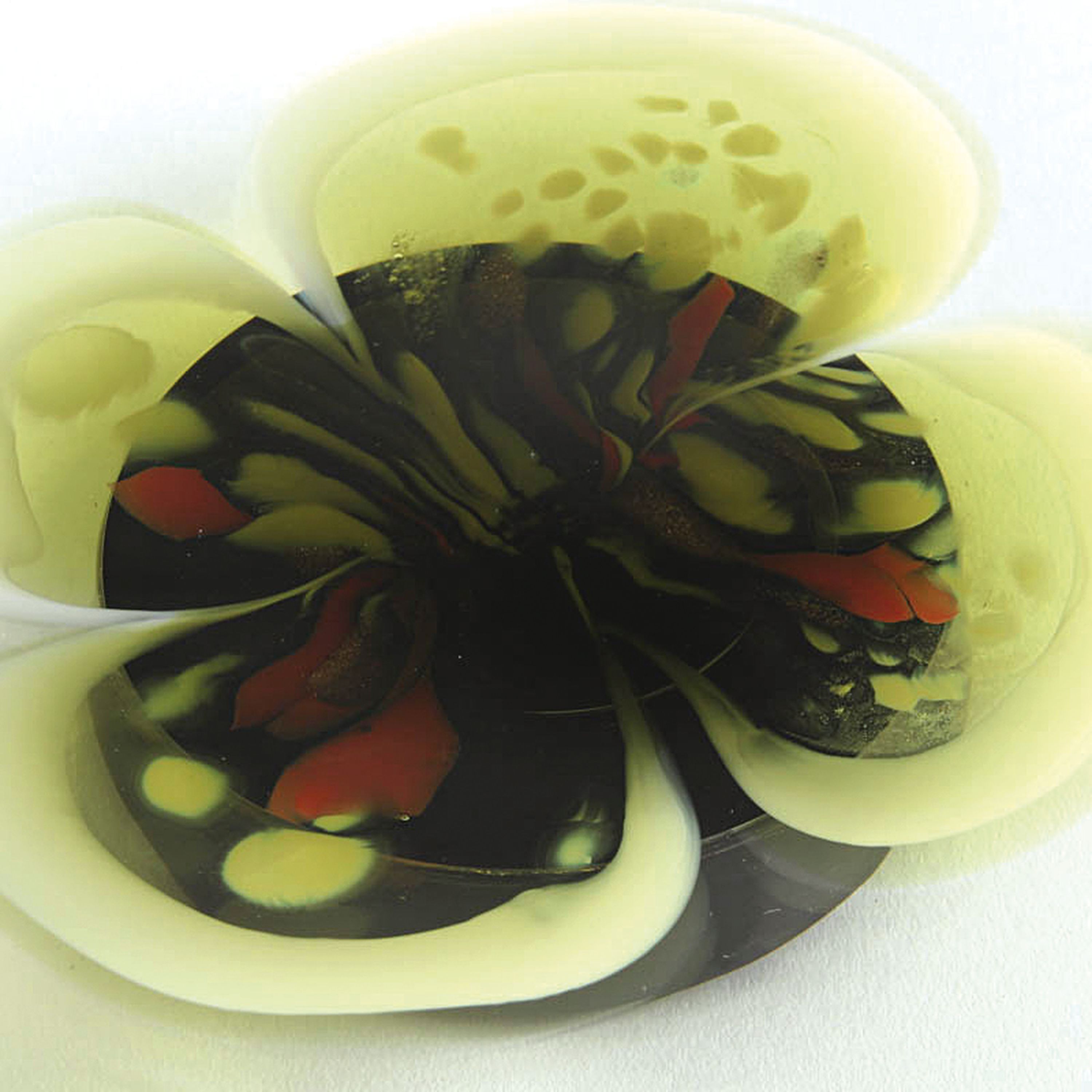 Detail l: Zwei Glaszierplatten und eine Schüssel, Cenedese, Murano, farbloses Glas, farbige Einschmelzungen, A macchie, D. 30 / 32 / 25 cm
