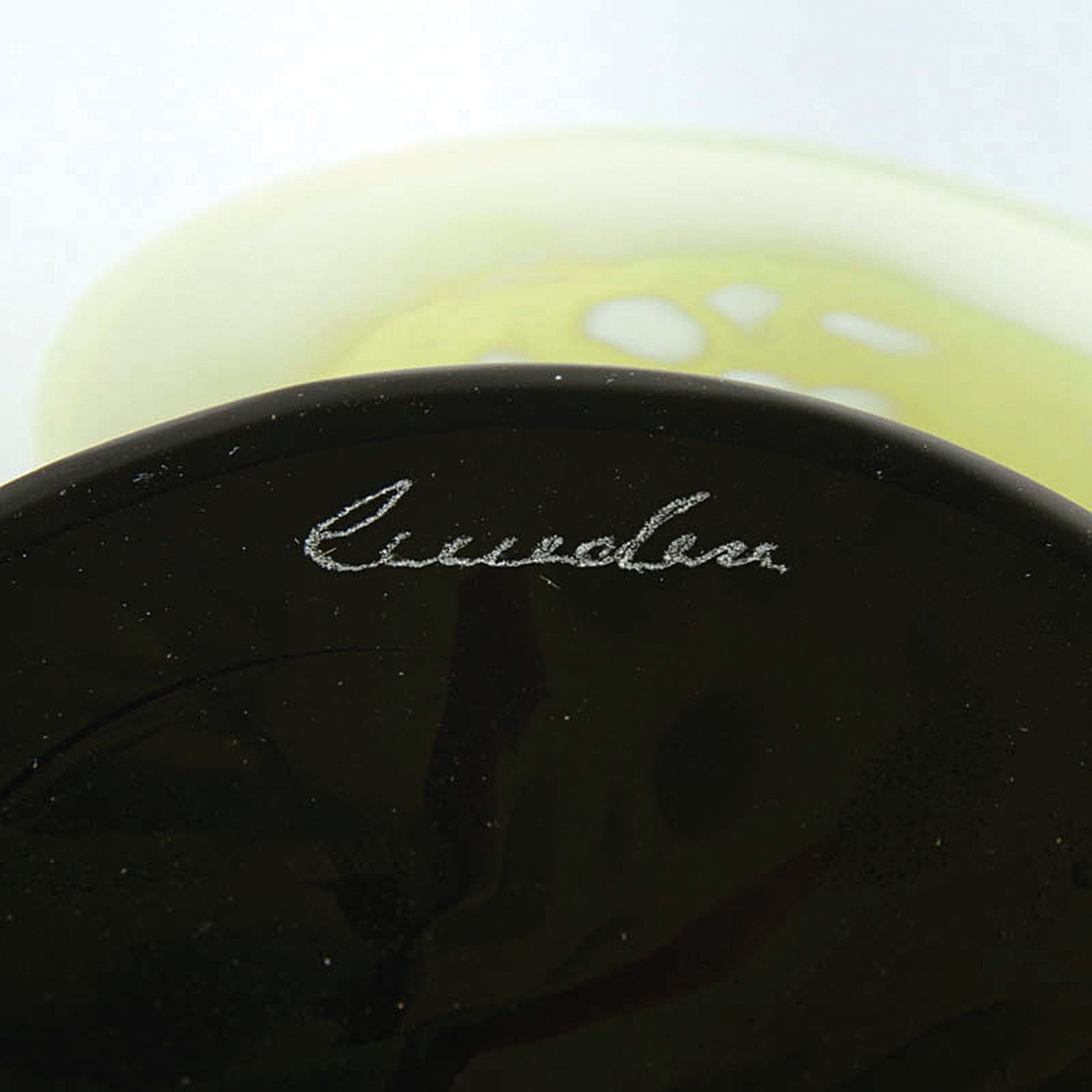 Detail o: Zwei Glaszierplatten und eine Schüssel, Cenedese, Murano, farbloses Glas, farbige Einschmelzungen, A macchie, D. 30 / 32 / 25 cm