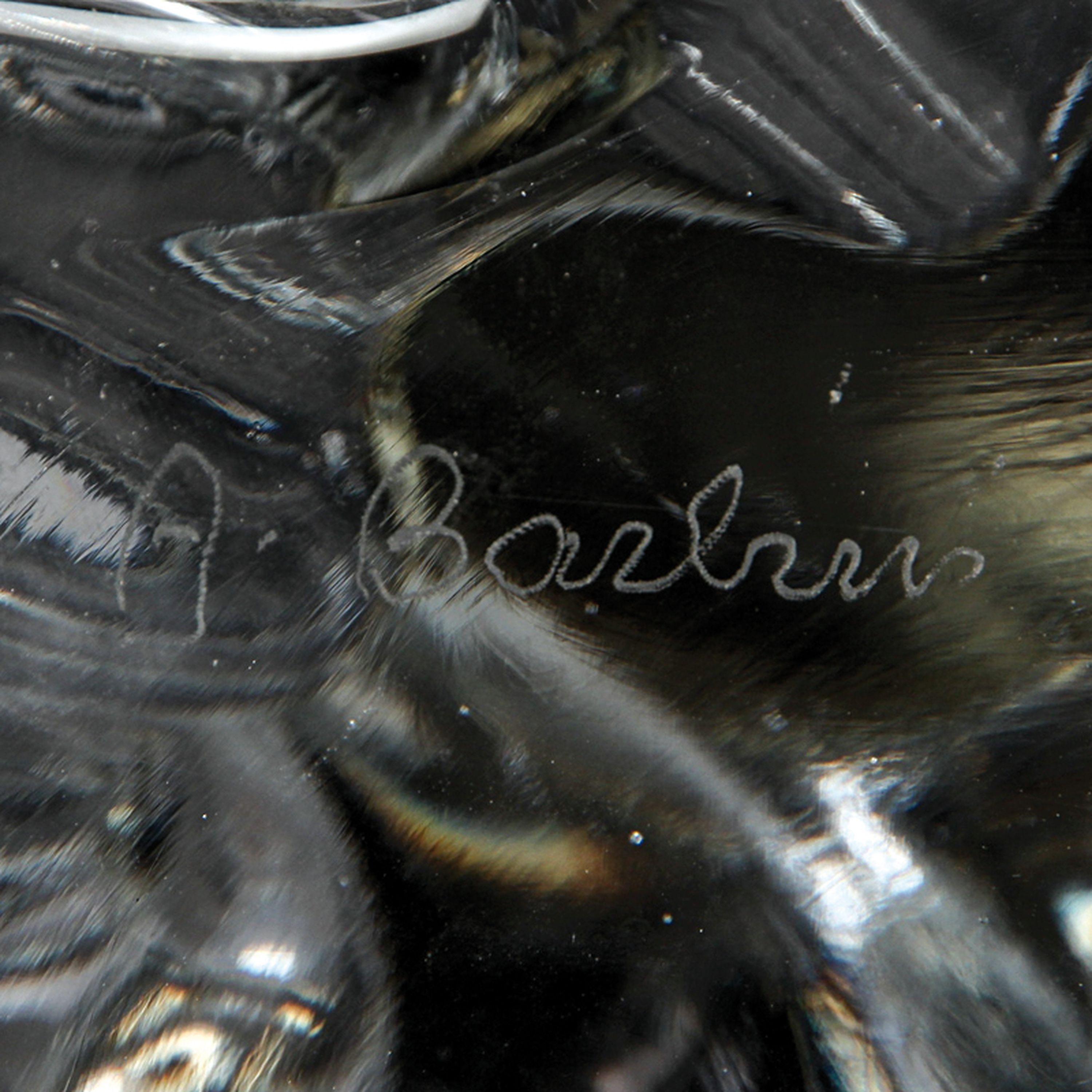 Detail e: Glasskulptur Möwe, Alfredo Barbini, Murano, grün und blau getöntes Glas, schwere Qualität,am Boden signiert, H. 40 cm
