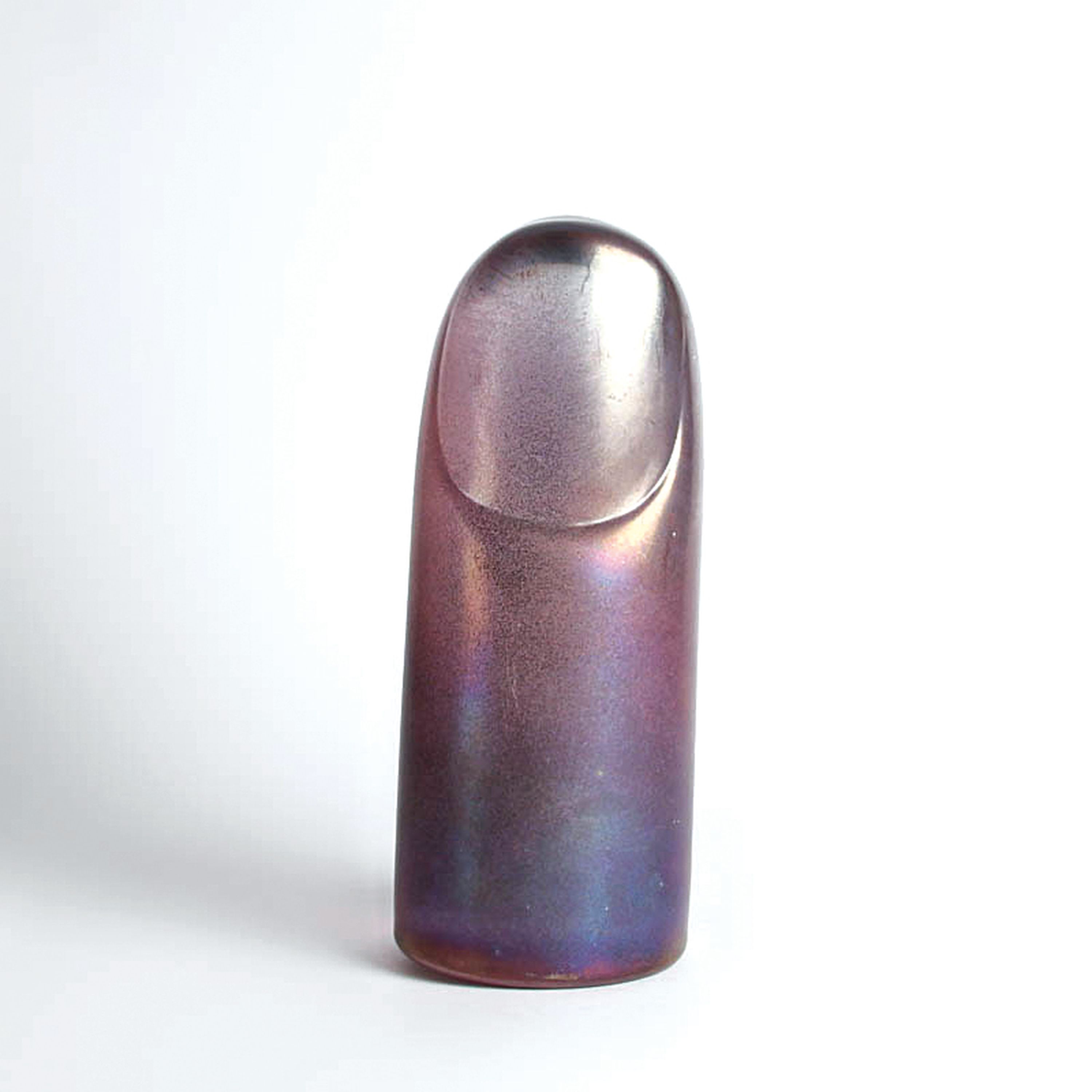 Glasskulptur Finger, Ermanno Nason für Cenedese, Murano, 1963-72, farbloses Glas, lüstrierend überfangen, mattiert, schwere Qualität, H. 31 cm