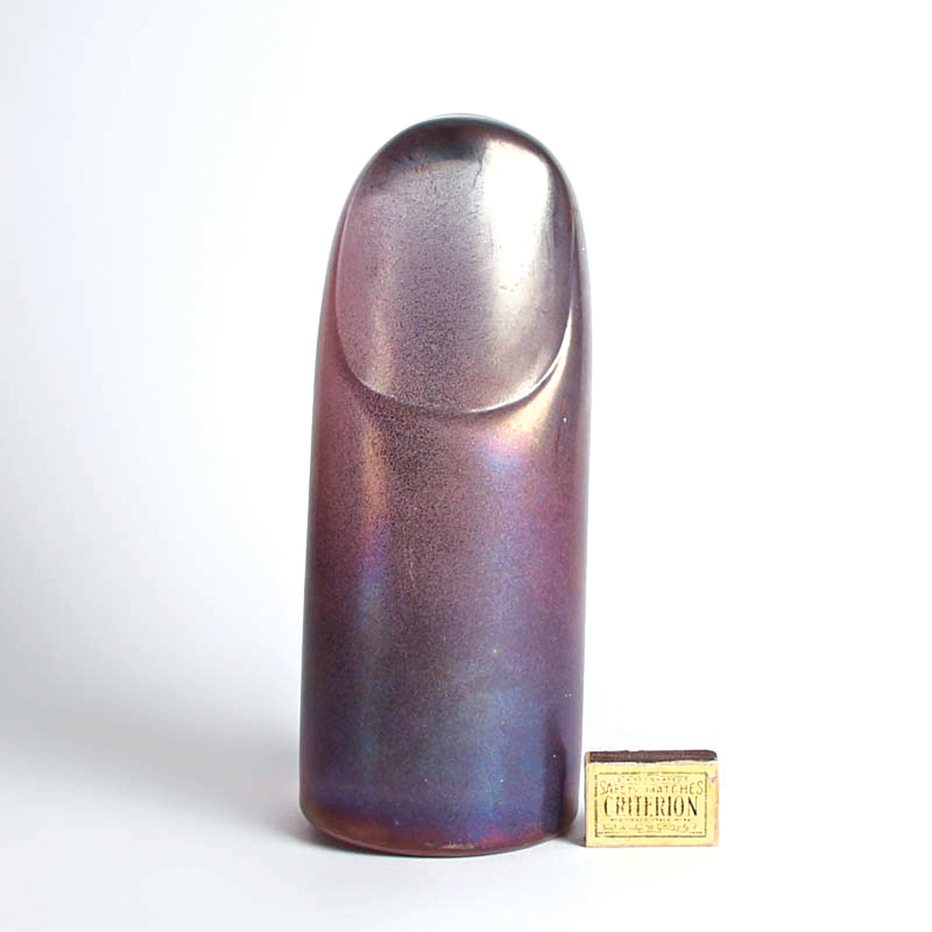 Detail a: Glasskulptur Finger, Ermanno Nason für Cenedese, Murano, 1963-72, farbloses Glas, lüstrierend überfangen, mattiert, schwere Qualität, H. 31 cm