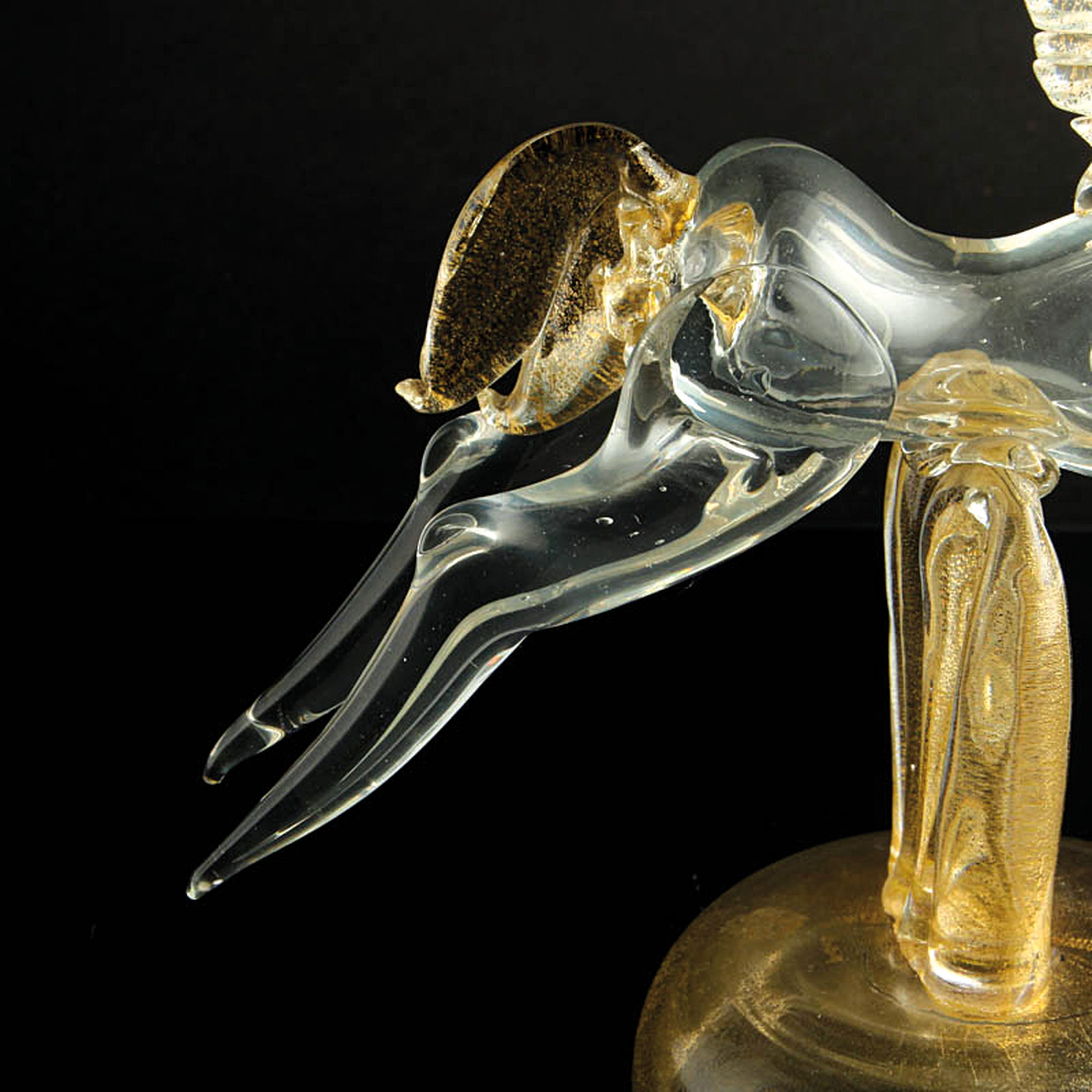 Detail i: 2 Glasskulpturen Pferde, Ermanno Nason für Cenedese, Murano, 1963-72, kleines Pferd mit Goldaufpuderung H. 21 cm; aufgerichtetes Pferd auf ...