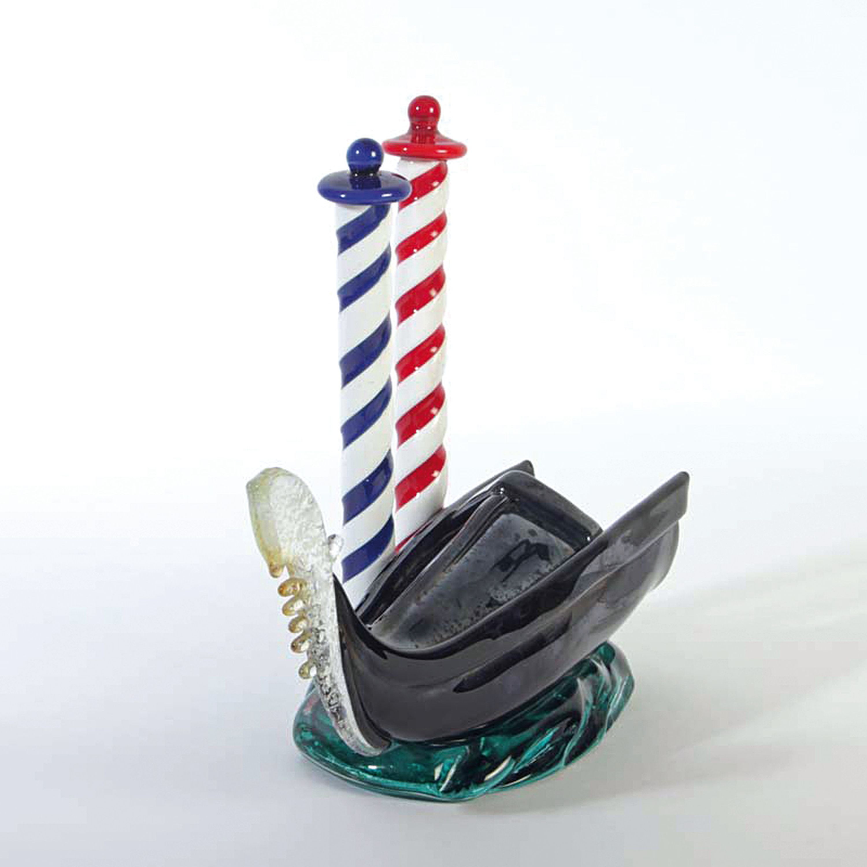 Detail a: Glasskulptur venezianische Gondel, Murano, vielfarbiges Glas, lüstrierendes Finish, H. 30cm
