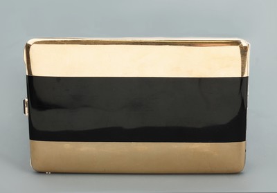 Image Zigarettenetui, Silber z.T. verg., Frankreich um 1920/30, schwarz emailliert, ...