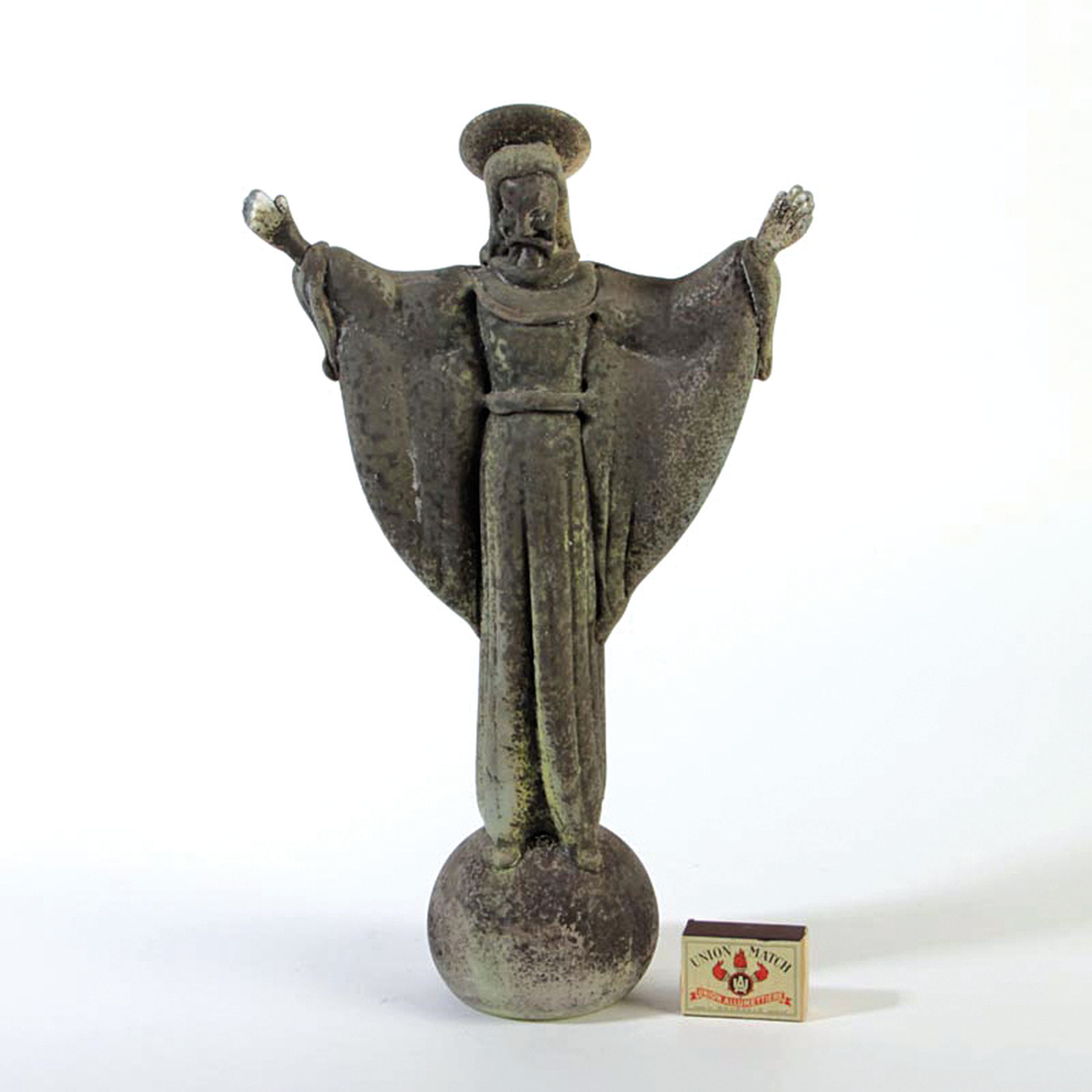 Vetro a Scavo-Figur Christo Redentor, Ermanno nason für Cenedese, Murano, 1963-72, Glas, grau-grüne Patina in vetro a scavo-Technik, H.38 cm