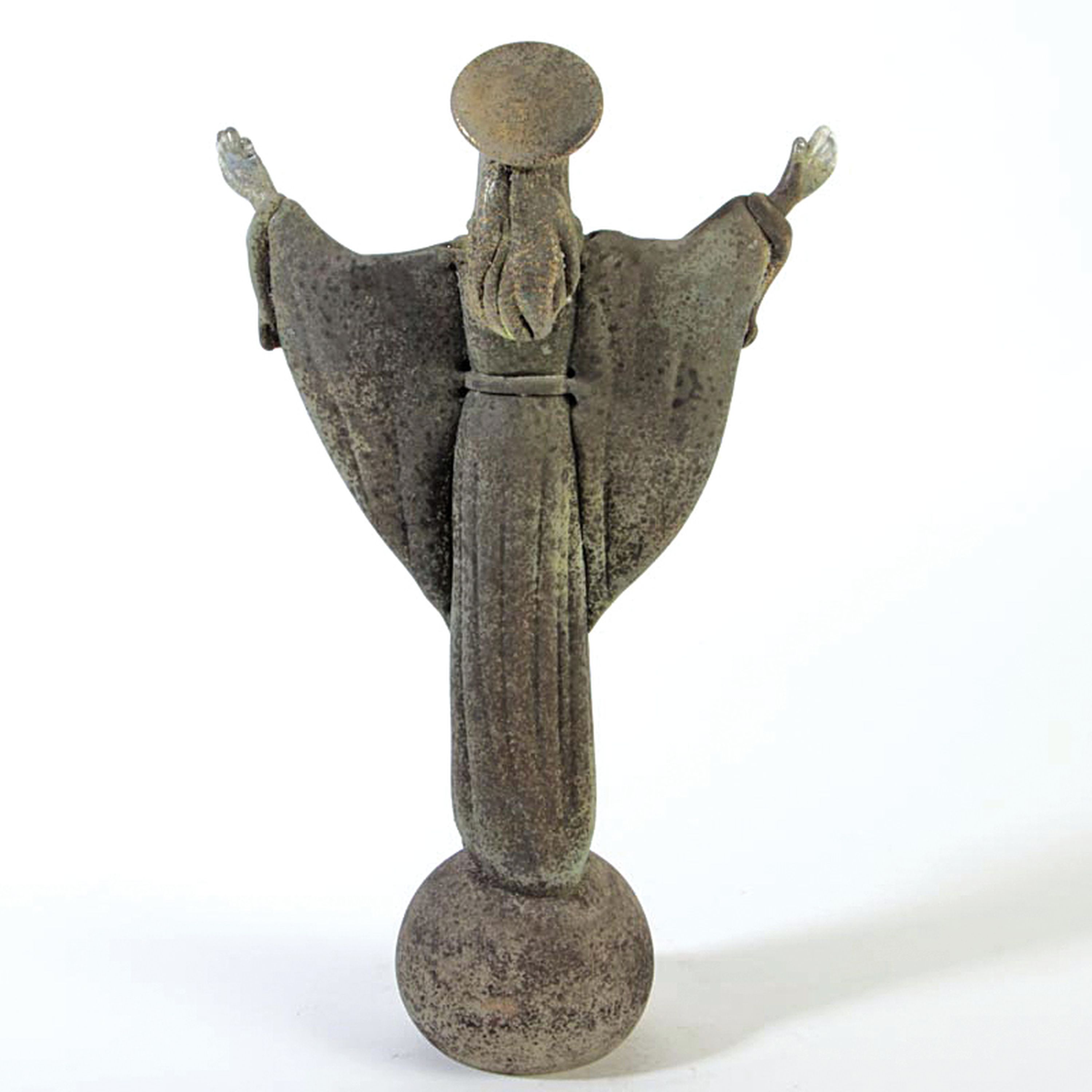 Detail a: Vetro a Scavo-Figur Christo Redentor, Ermanno nason für Cenedese, Murano, 1963-72, Glas, grau-grüne Patina in vetro a scavo-Technik, H.38 cm