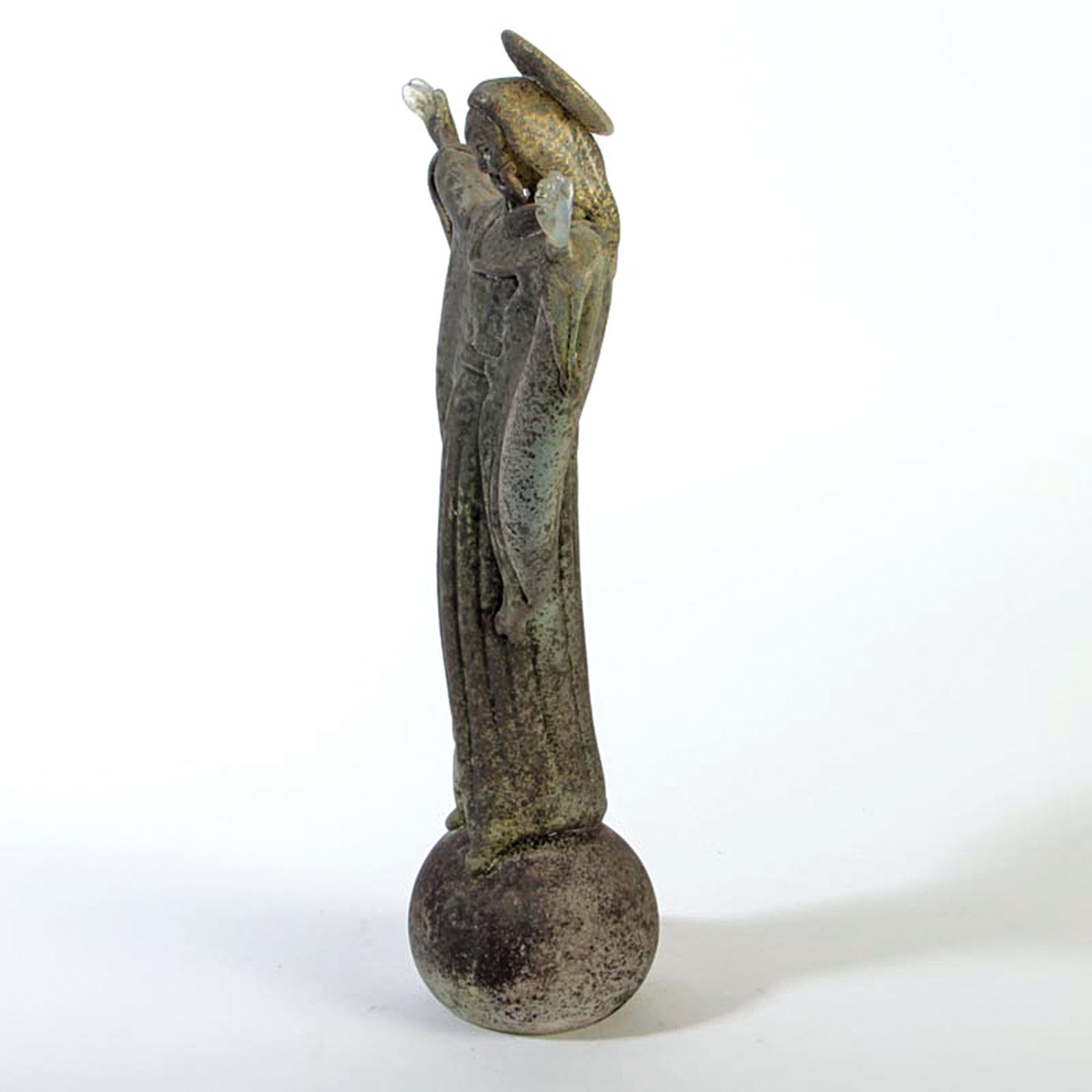 Detail b: Vetro a Scavo-Figur Christo Redentor, Ermanno nason für Cenedese, Murano, 1963-72, Glas, grau-grüne Patina in vetro a scavo-Technik, H.38 cm