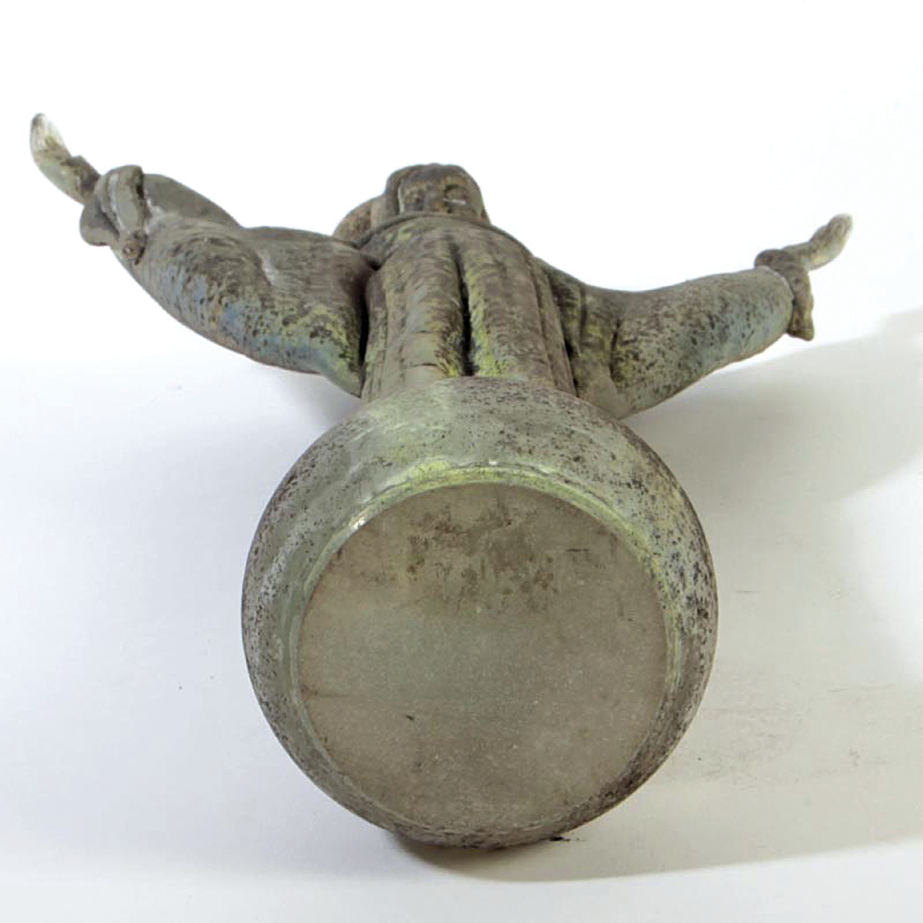 Detail c: Vetro a Scavo-Figur Christo Redentor, Ermanno nason für Cenedese, Murano, 1963-72, Glas, grau-grüne Patina in vetro a scavo-Technik, H.38 cm
