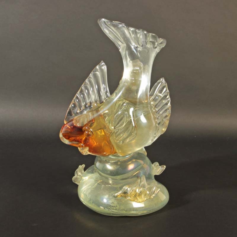 Detail c: Glasskulptur Fische, Alfredo Barbini für Cenedese, Murano, 1950er-Jahre, farbloses, partiell eingefärbtes Glas, z.T. lüstriert, Paar Fische, ...