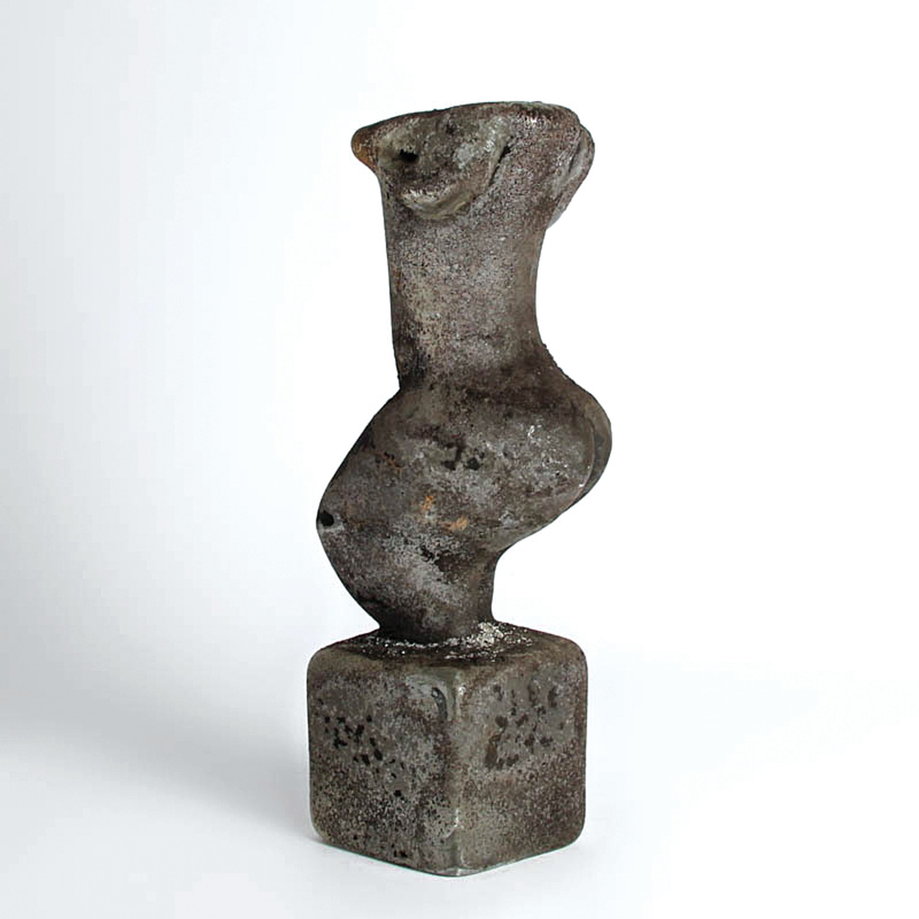 Detail d: Vetro a scavo-Glasskulptur Torso, Ermanno Nason für Cenedese, Murano, Glas, graue Patina in vetro a scavo-Technik, H. 37 cm