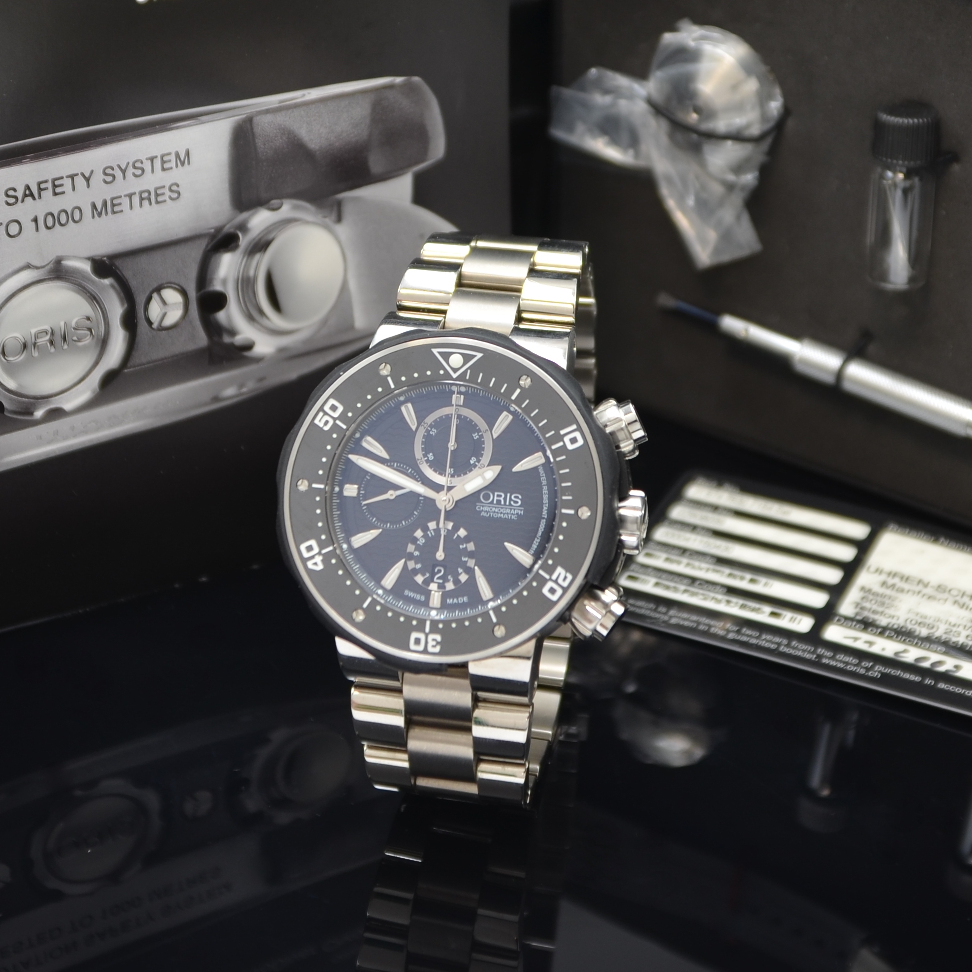 ORIS Pro Diver Herrenchronograph Referenz 7630-71, Automatik, Titangeh. inkl. orig. Titan-Gliederband m. Faltschl., Boden, Krone sowie Drücker ...