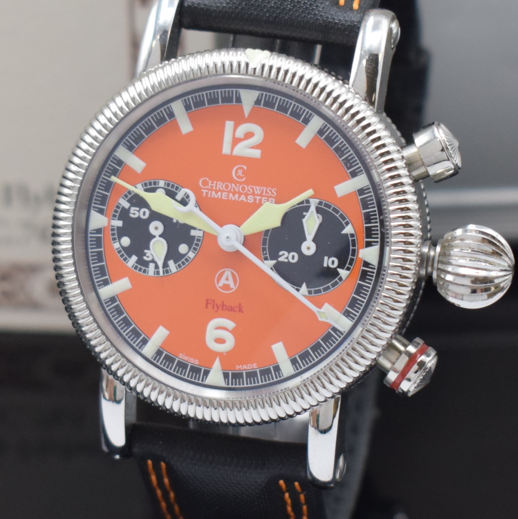 Detail a: CHRONOSWISS Timemaster Flyback Armbandchronograph Referenz CH7633, Schweiz um 2007, Automatik, beids. vergl. Geh. in Edelstahl inkl. orig. Lederband ...
