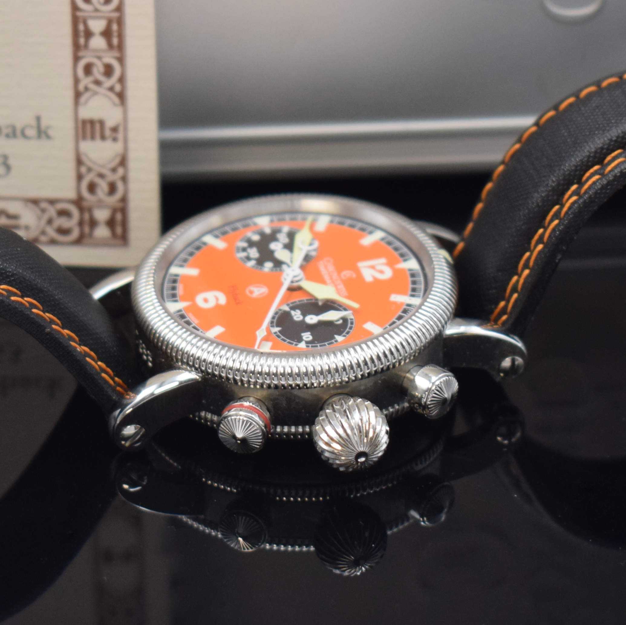 Detail c: CHRONOSWISS Timemaster Flyback Armbandchronograph Referenz CH7633, Schweiz um 2007, Automatik, beids. vergl. Geh. in Edelstahl inkl. orig. Lederband ...