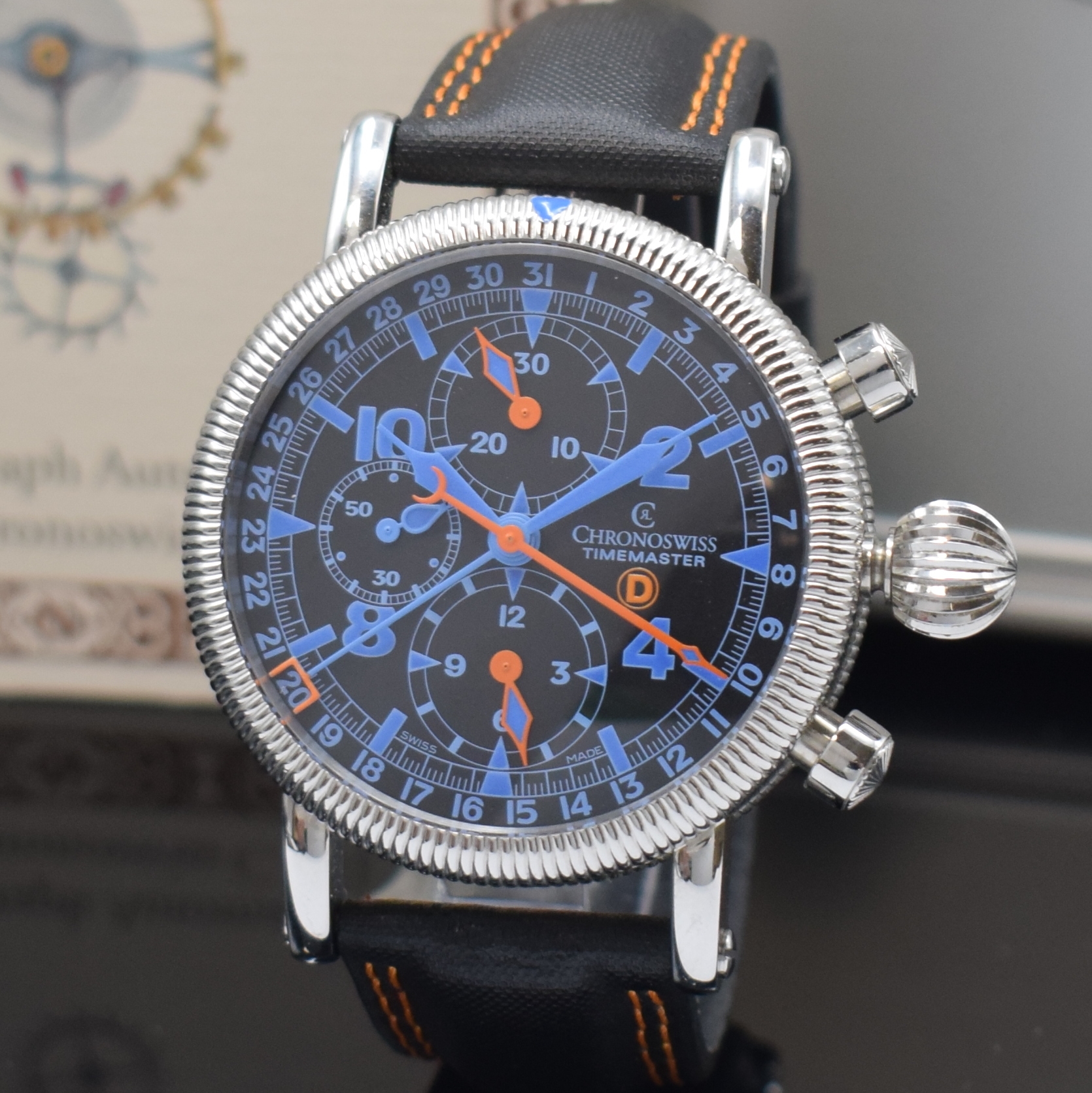 Detail a: CHRONOSWISS Timemaster D Herrenchronograph Referenz CH7533, Schweiz um 2010, Automatik, beids. vergl. Geh. in Edelstahl inkl. orig. Lederband m. ...