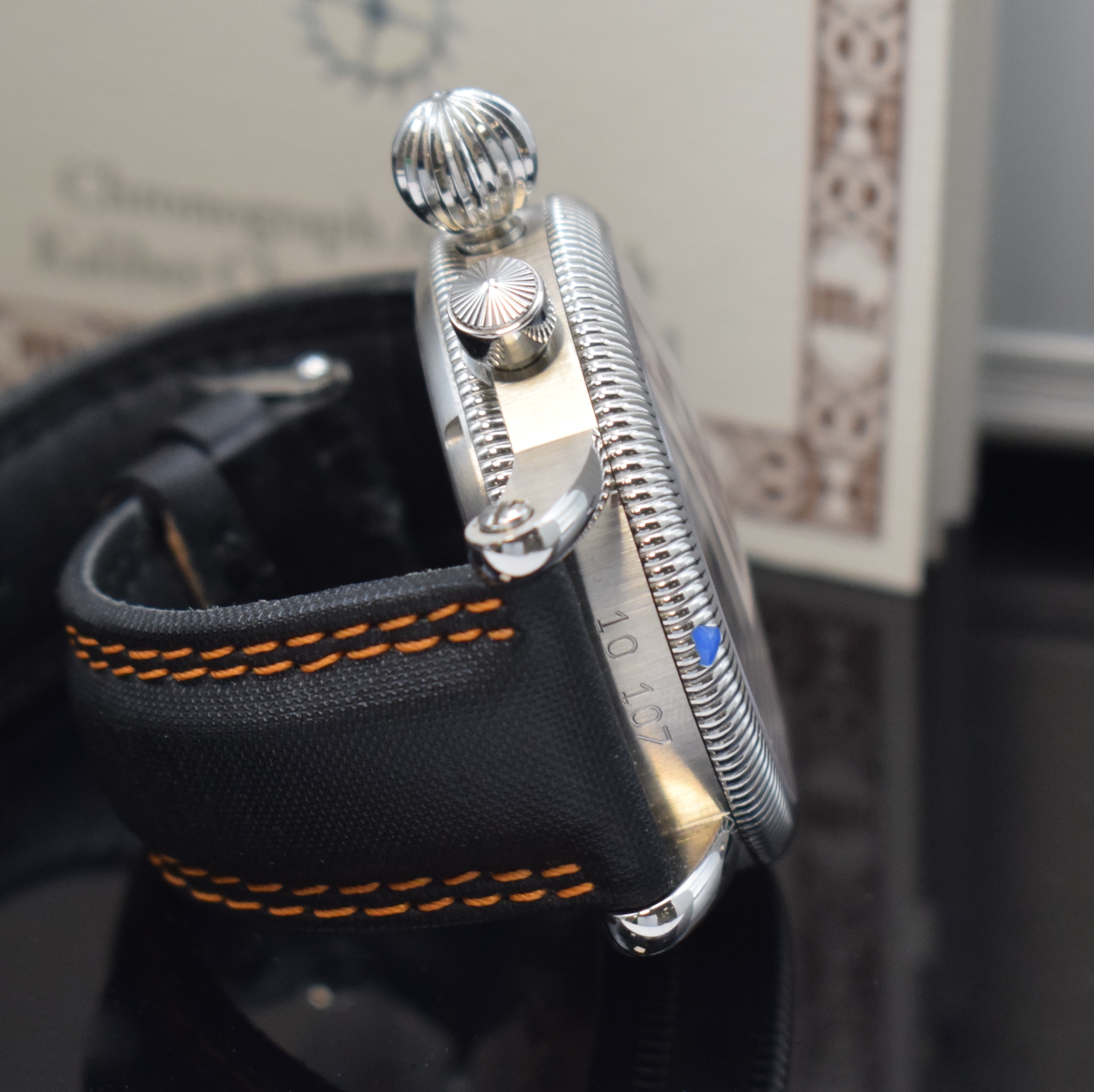 Detail e: CHRONOSWISS Timemaster D Herrenchronograph Referenz CH7533, Schweiz um 2010, Automatik, beids. vergl. Geh. in Edelstahl inkl. orig. Lederband m. ...