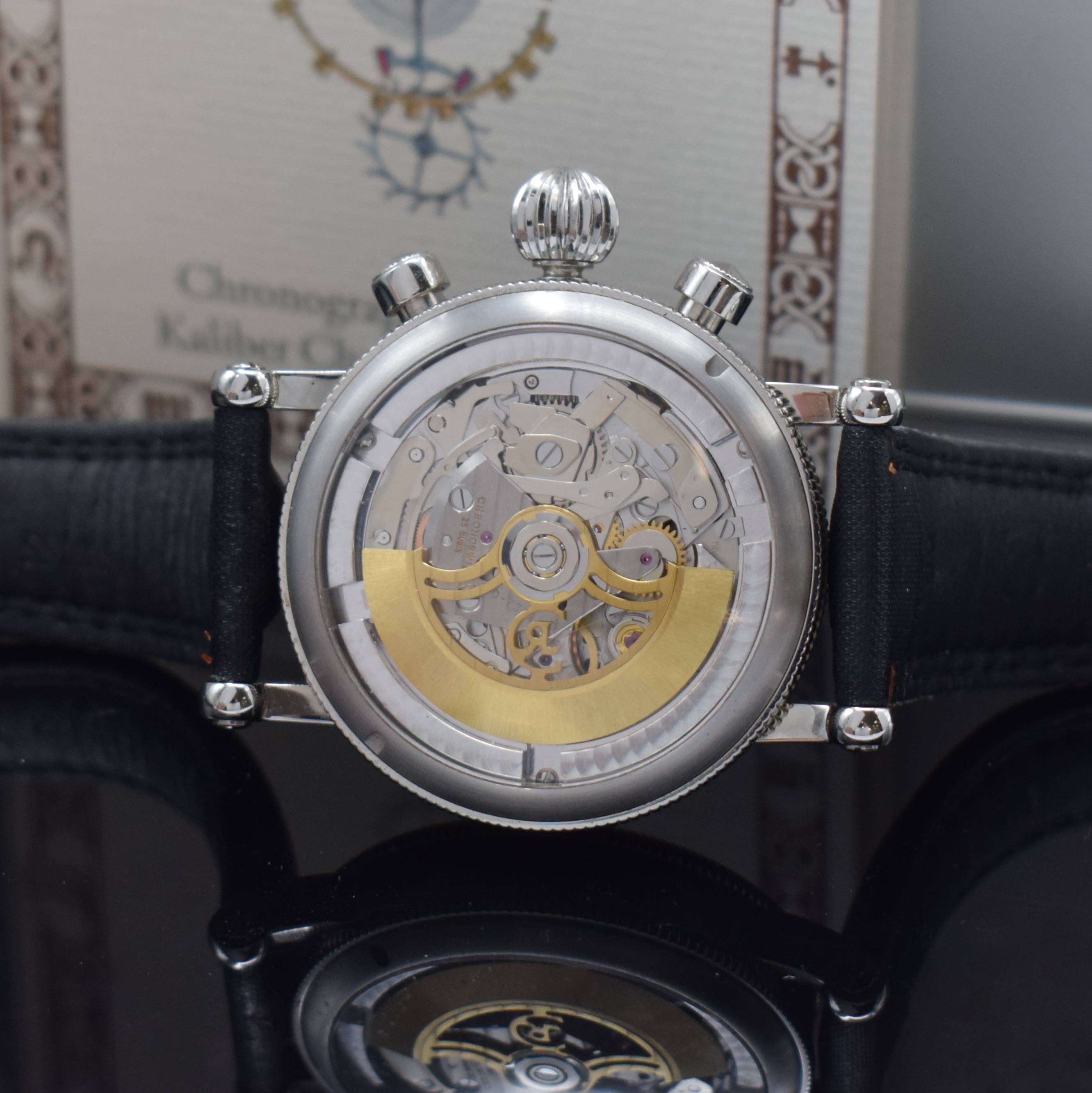 Detail f: CHRONOSWISS Timemaster D Herrenchronograph Referenz CH7533, Schweiz um 2010, Automatik, beids. vergl. Geh. in Edelstahl inkl. orig. Lederband m. ...