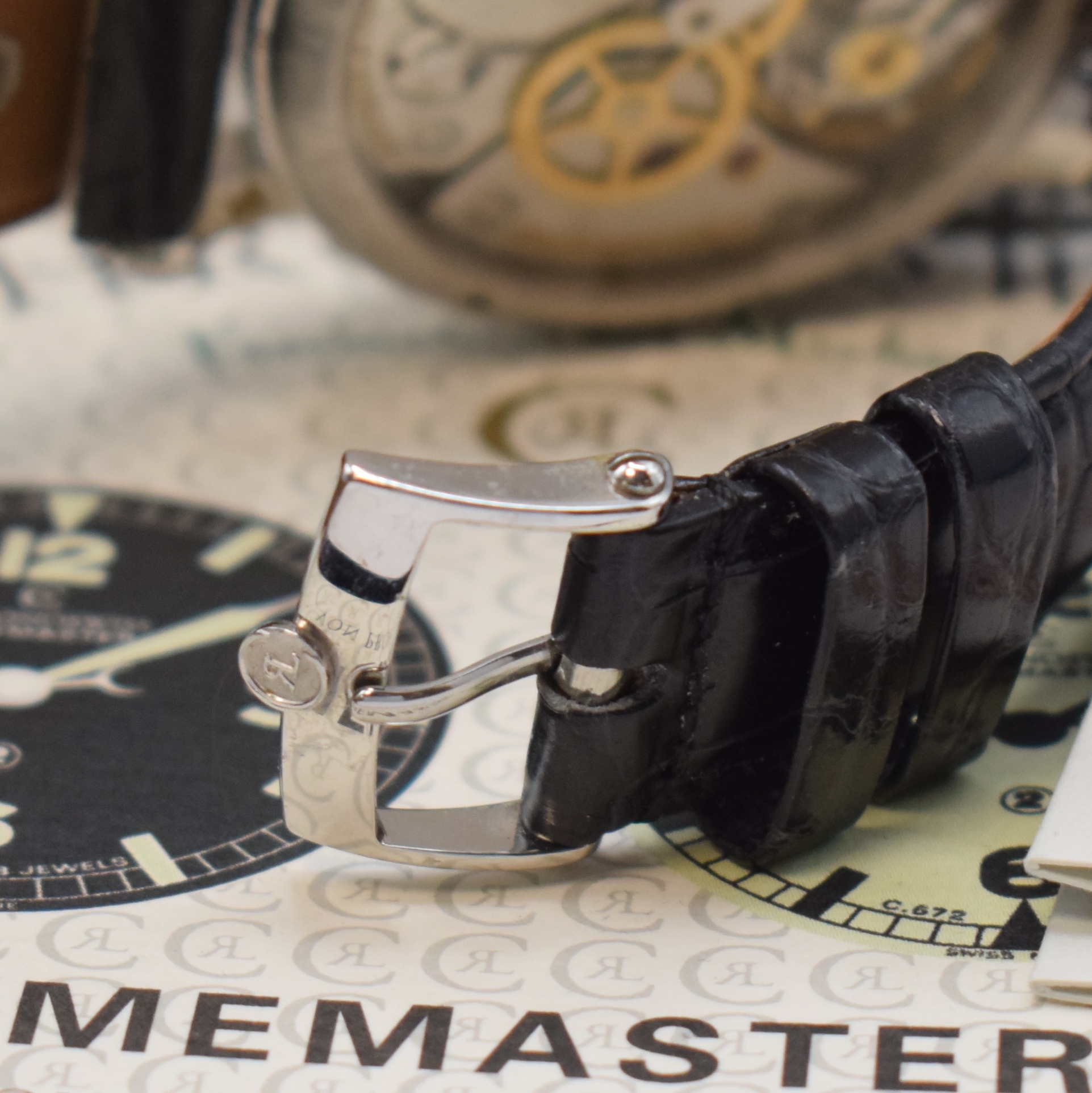 Detail b: CHRONOSWISS Timemaster Herrenarmbanduhr Referenz CH6233 in Stahl, Schweiz um 2002, Handaufzug, beids. vergl. Geh. m. drehbarer Riffel-Lünette, Boden ...