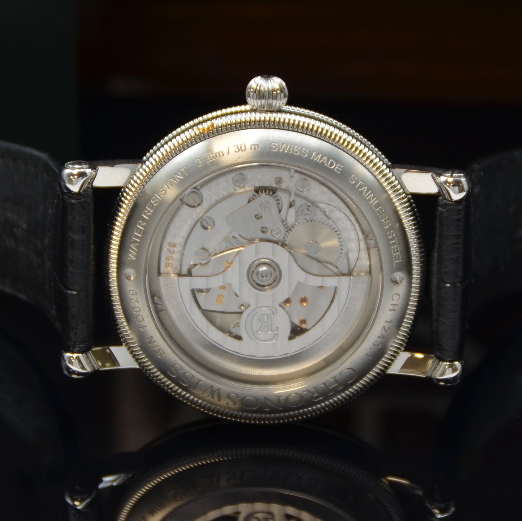 Detail d: CHRONOSWISS Regulateur Herrenarmbanduhr in Stahl Referenz CH 1243.1, Schweiz verk. lt. beil. Pap. 09/2015, Automatik, beids. vergl., Boden verschr., ...