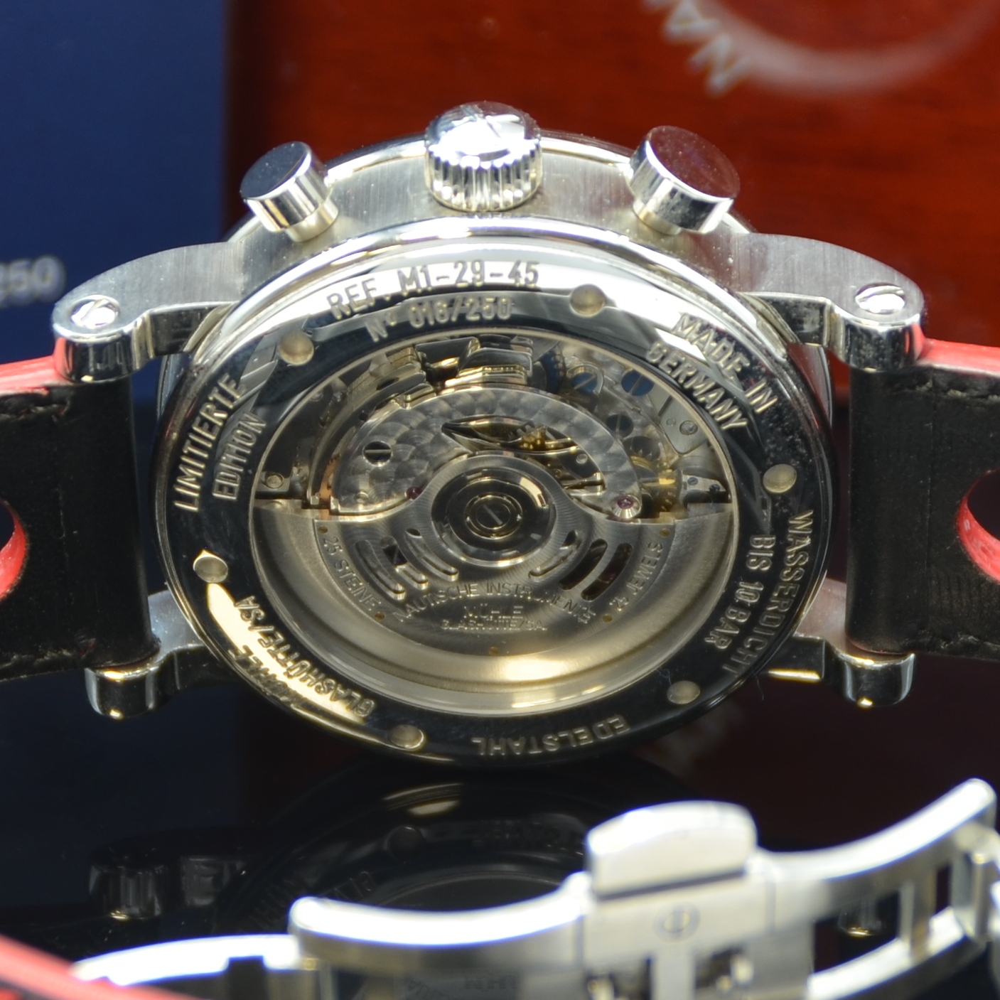 Detail d: NAUTISCHE INSTRUMENTE MÜHLE GLASHÜTTE auf 250 Stück limitierter Armbandchronograph Teutonia SC Referenz M1-29-45, Deutschland um 2010, Automatik, ...