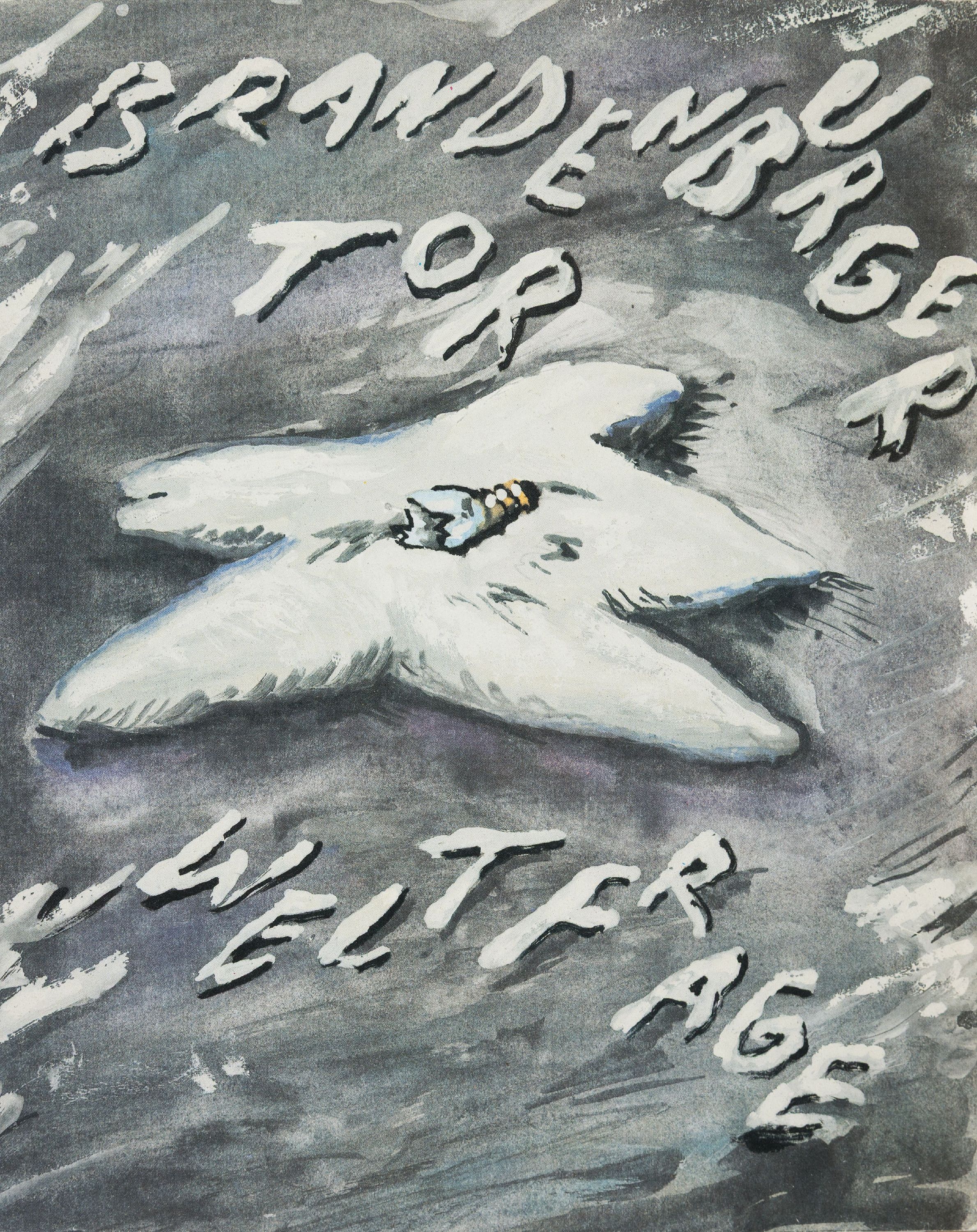 Detail c: Jörg Immendorf, 1945-2007, Flyer mit Gefälligkeitssignatur, dazu: Jörg Immendorf: "Brandenburger Tor Weltfrage" mit einem Gedicht von ...