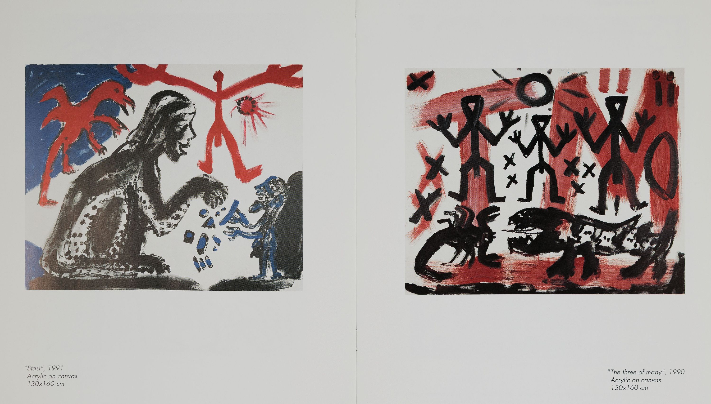 Detail a: A.R. Penck, 1939-2017, Postkarte mit Gefälligkeitssignatur, dazu: "Menschen und Tiere nach der Öffnung", Postkarte ca.15x11 cm, 30x20