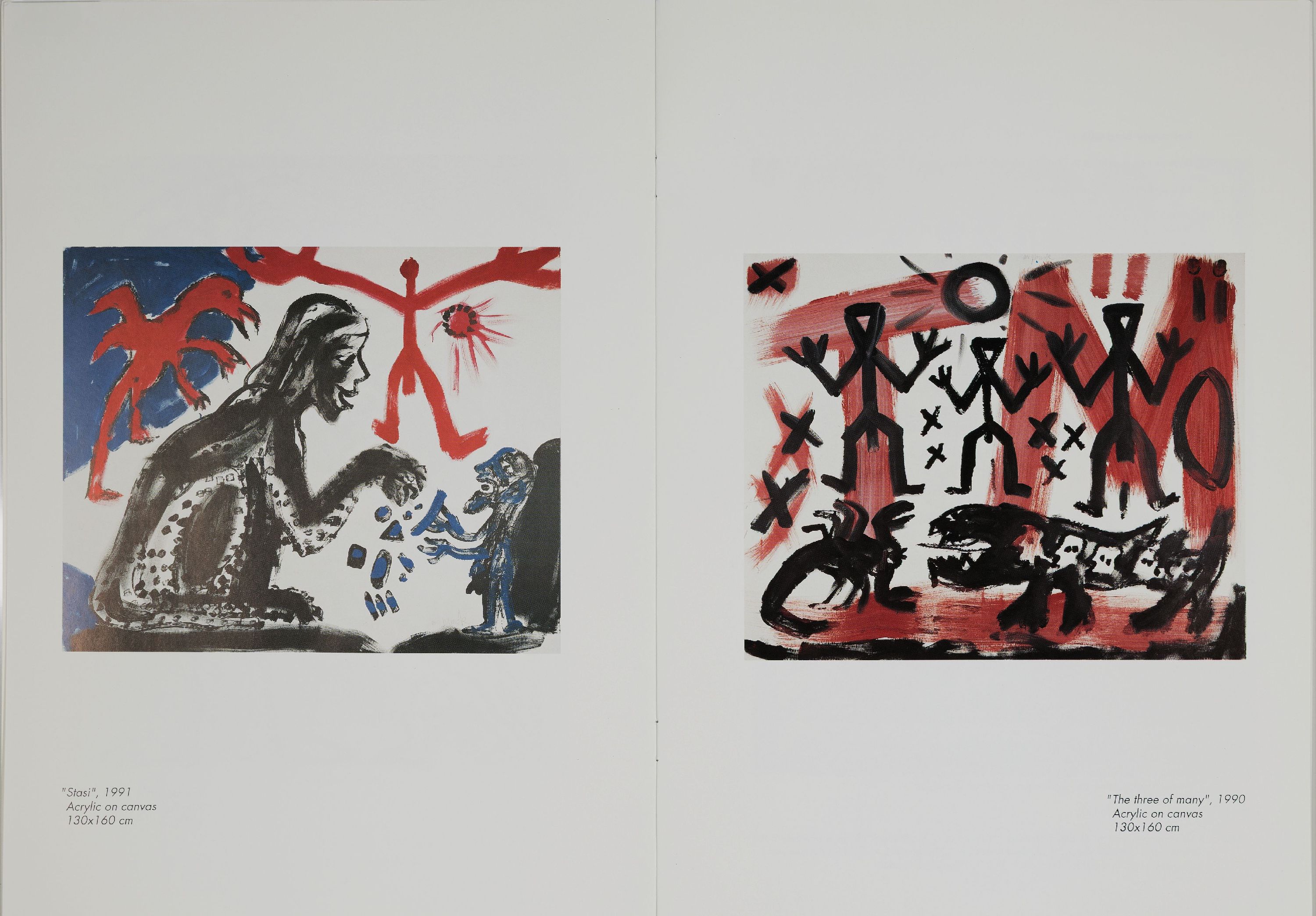 Detail l: A.R. Penck, 1939-2017, Postkarte mit Gefälligkeitssignatur, dazu: "Menschen und Tiere nach der Öffnung", Postkarte ca.15x11 cm, 30x20