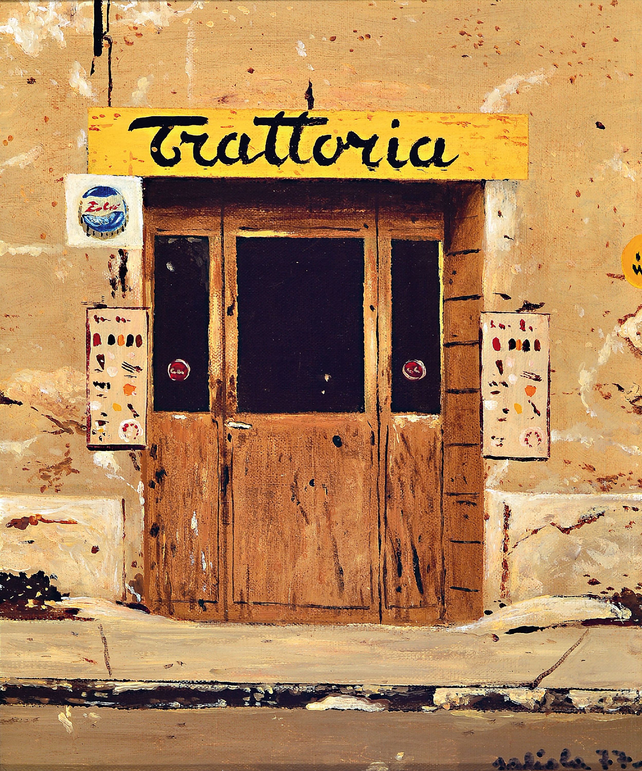 Antonio Saliola, geb. 1939 Italien, "Trattoria", 1977, Öl/Lwd, 30x25 cm, Rahmen 40x36 cm