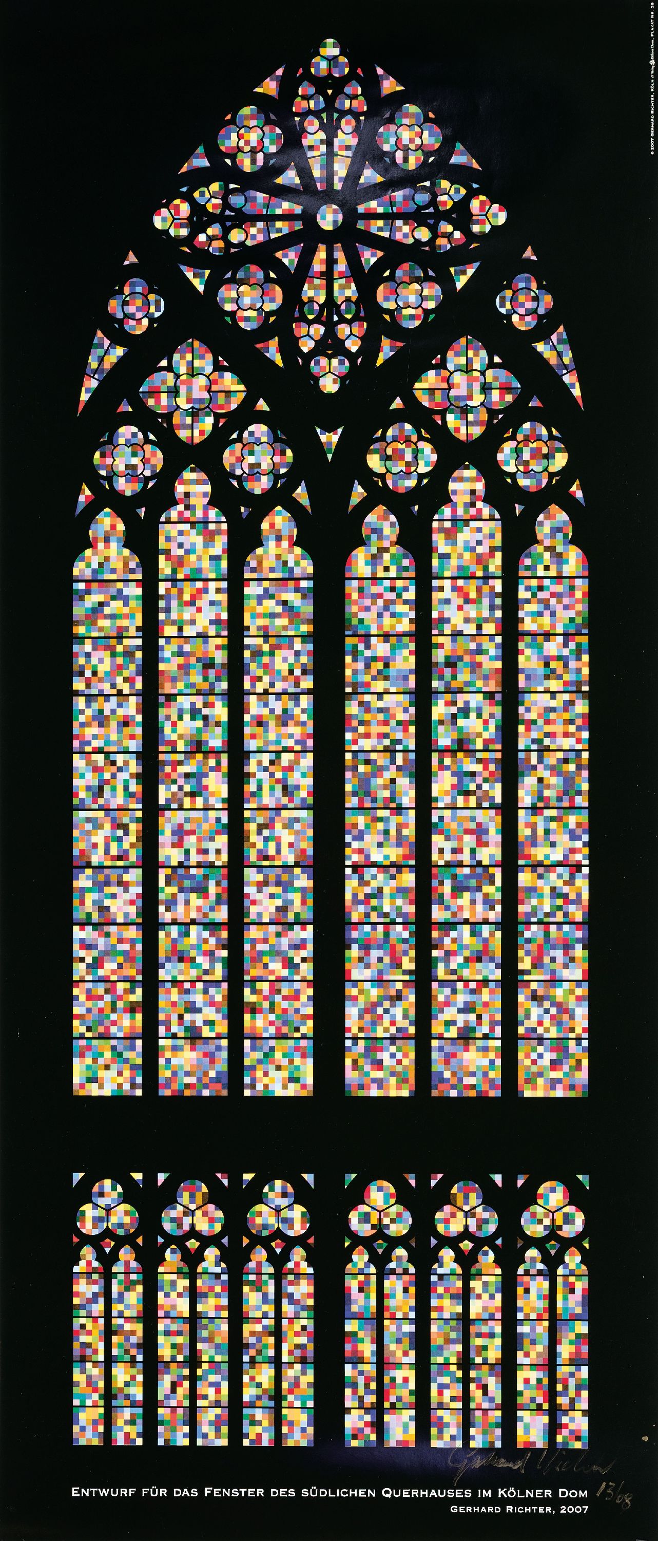 Gerhard Richter, geb. 1932 Dresden, Farboffset/Plakat, "Entwurf für das Fenster des südlichen Querhauses im Kölner Dom" (2007), ...