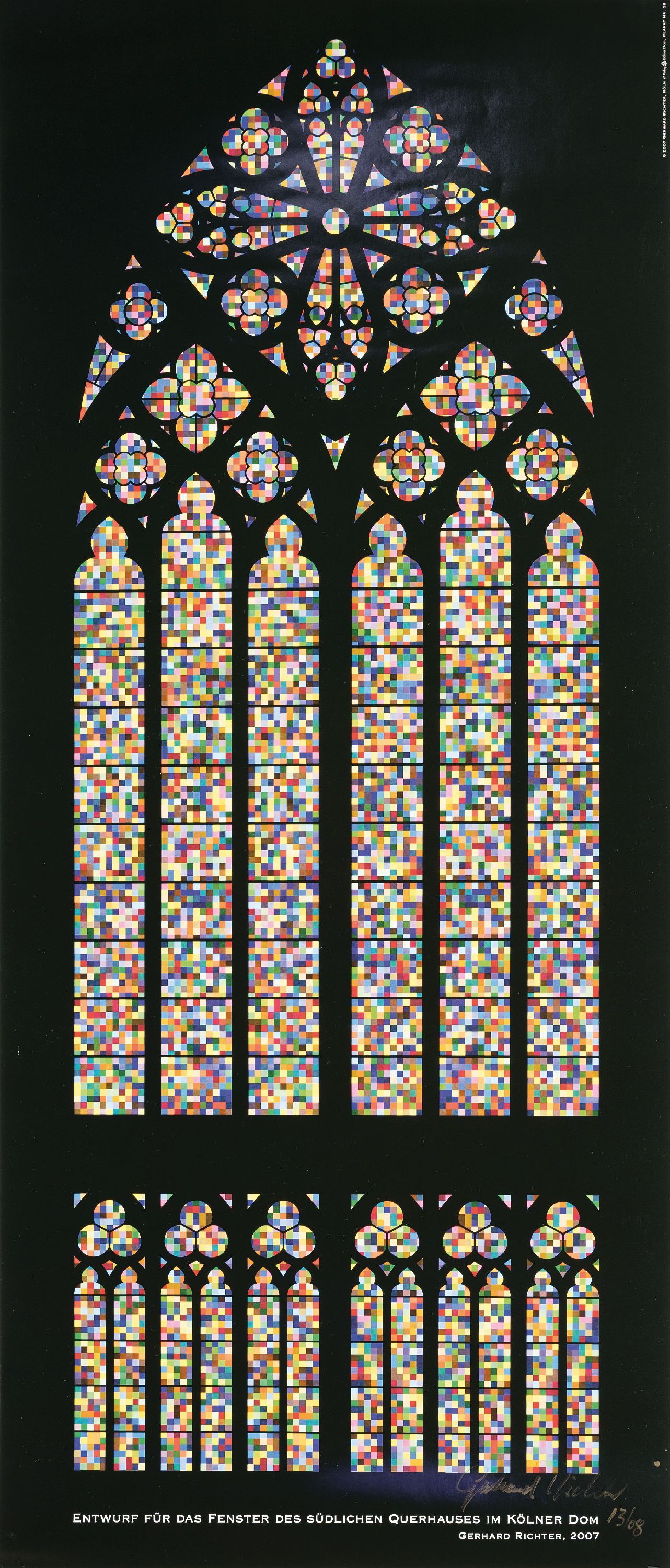 Detail k: Gerhard Richter, geb. 1932 Dresden, Farboffset/Plakat, "Entwurf für das Fenster des südlichen Querhauses im Kölner Dom" (2007), ...